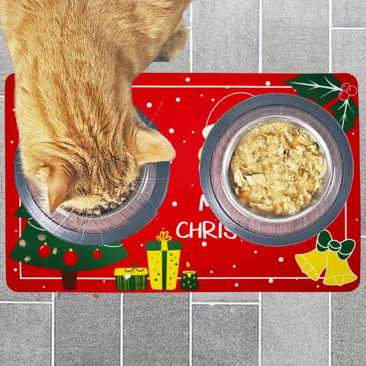 Non-Slip Waterproof Pet Food Mat for Dogs and Cats, 11” x 18”