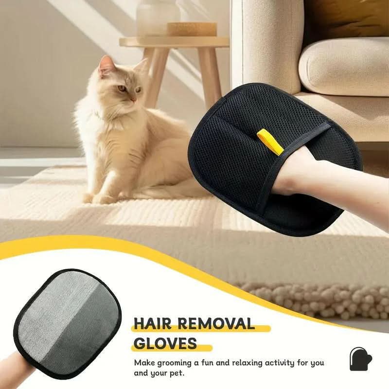 Gloves for Removing Pet Hair and Fluff - Featuring a Dual Brush Design, Specifically Designed for Cleaning Cat Hair, Reusable, Enhancing Comfort and Cleanliness in Your Home