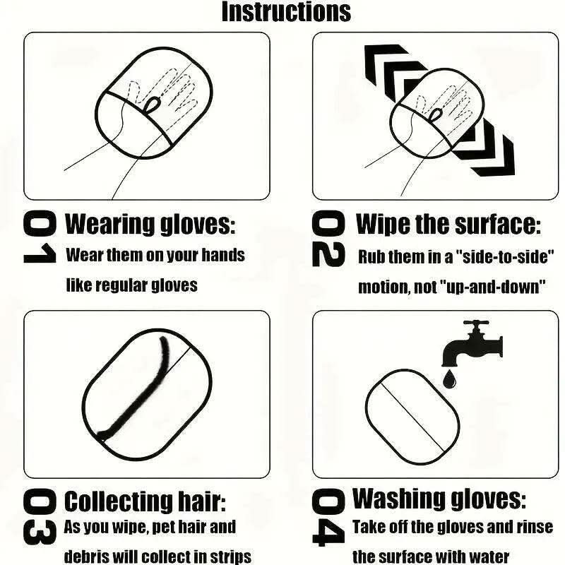 Gloves for Removing Pet Hair and Fluff - Featuring a Dual Brush Design, Specifically Designed for Cleaning Cat Hair, Reusable, Enhancing Comfort and Cleanliness in Your Home