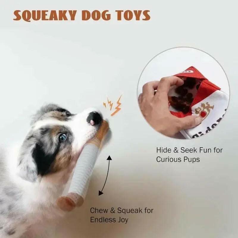 Fun Plush Interactive Cigarette Dog Toy - Chew-Friendly, Giggle Gift Box for Playful Dogs!