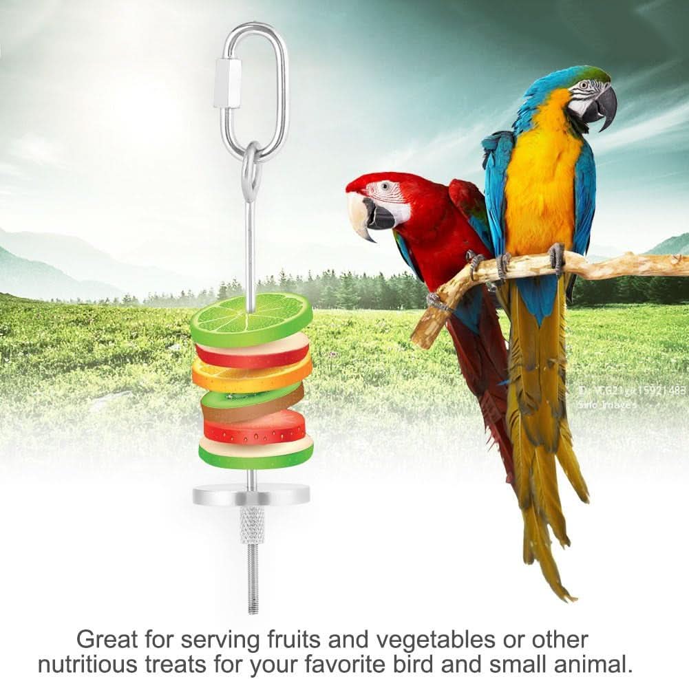 Stainless Steel Fruit and Vegetable Holder for Birds and Small Animals - Foraging Toy and Treat Skewer (#1)
