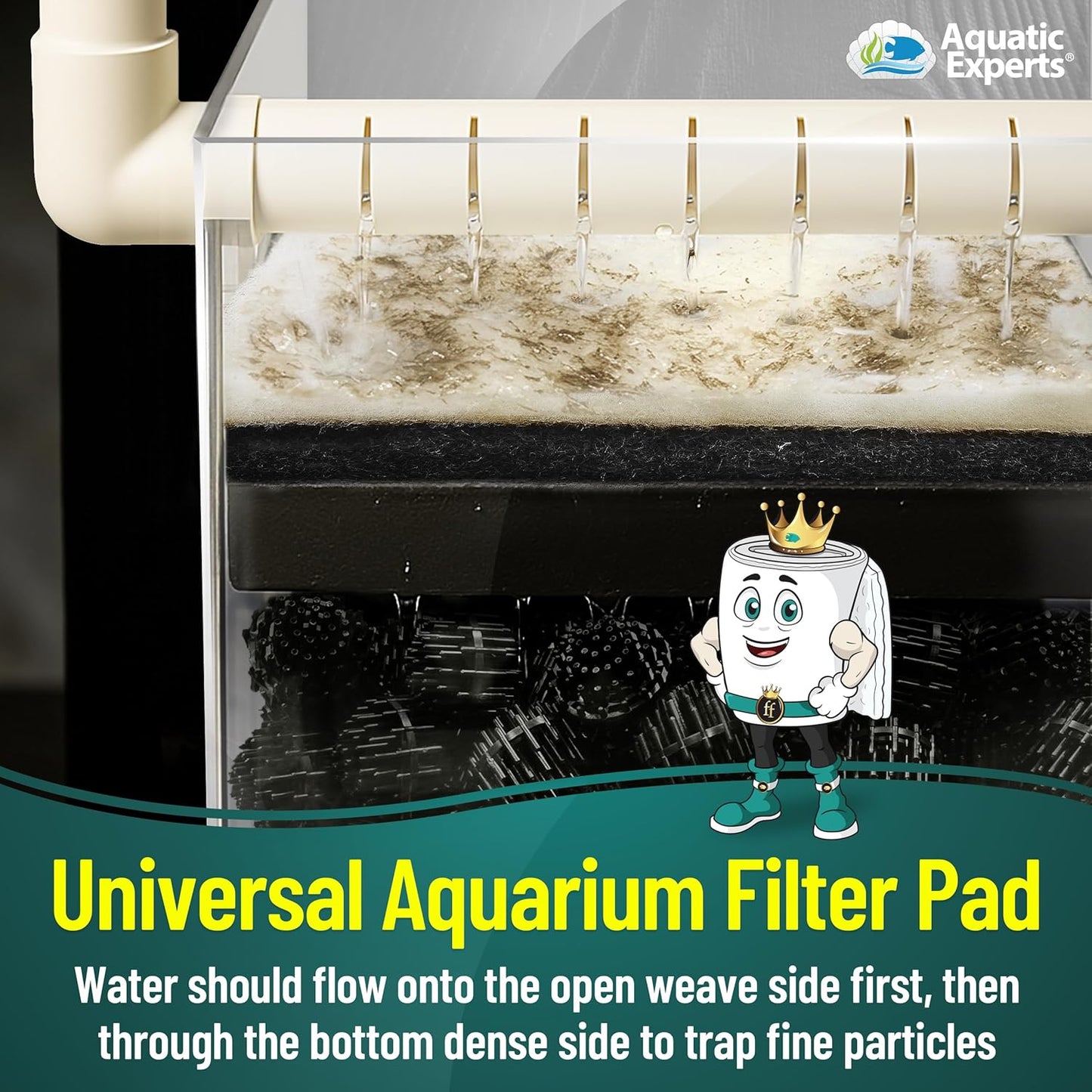 Premium Aquarium Filter Floss - Filterfirst Media Roll for Crystal Clear Water, 3/4" - 1" Thickness (12" Wide, 24' Long)