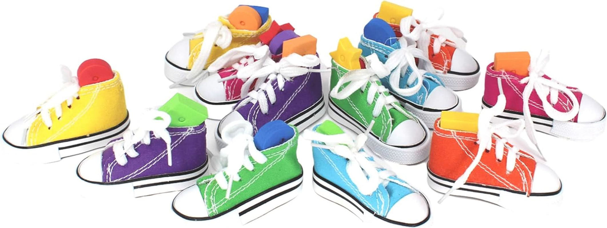 Pack of 12 Mini Sneakers - 3" Long x 1.5" High x 1.25" Wide Parrot Foot Talon Cage Toy for Senegal, Ringneck, Pionus, and Similar Birds
