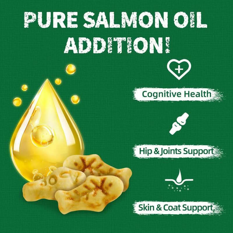 Just Try Salmon Oil Treats with Cat Grass| Natural Salmon Flavor | Kitten & Cat Healthy Training Biscuits | Fish Oil Omega-3 Supplements