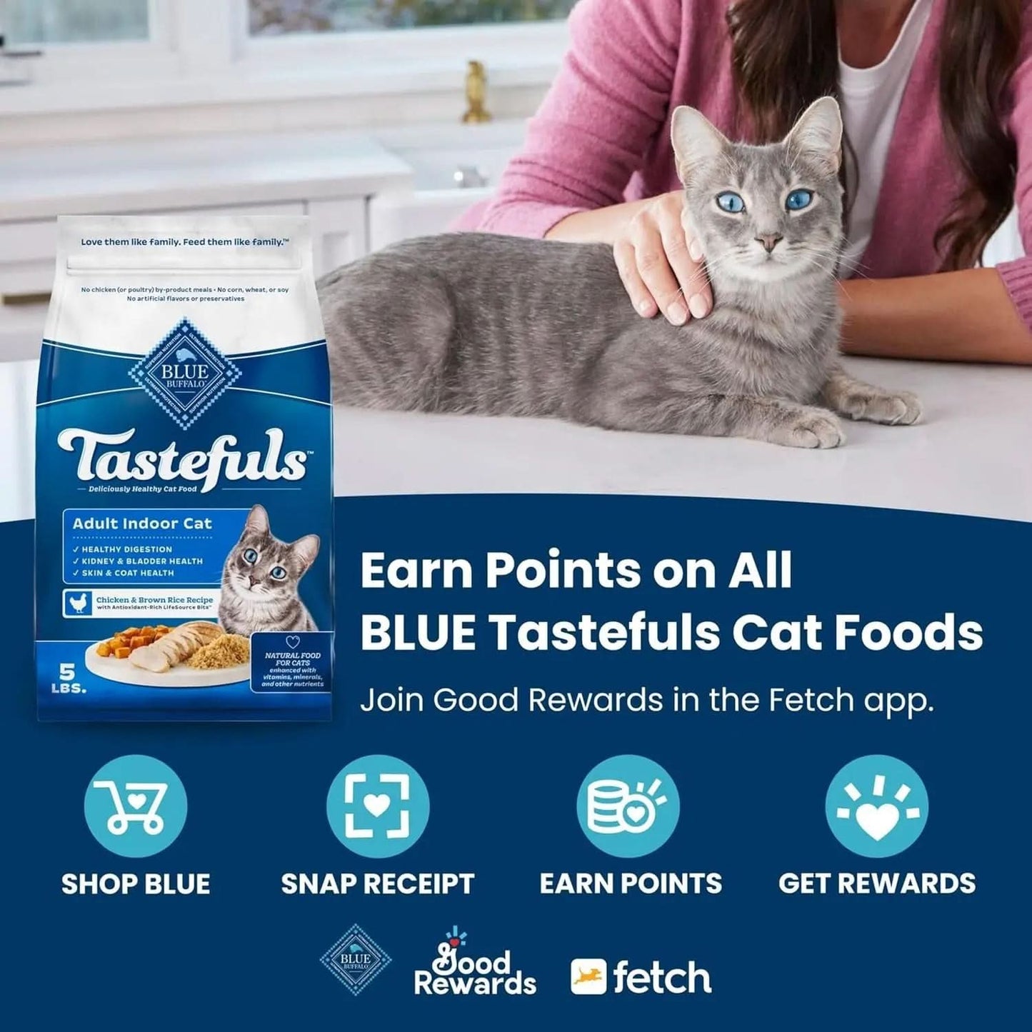 Tastefuls Natural Dry Cat Food for Adults with Sensitive Stomachs, Chicken & Brown Rice Recipe, 15 lb Bag