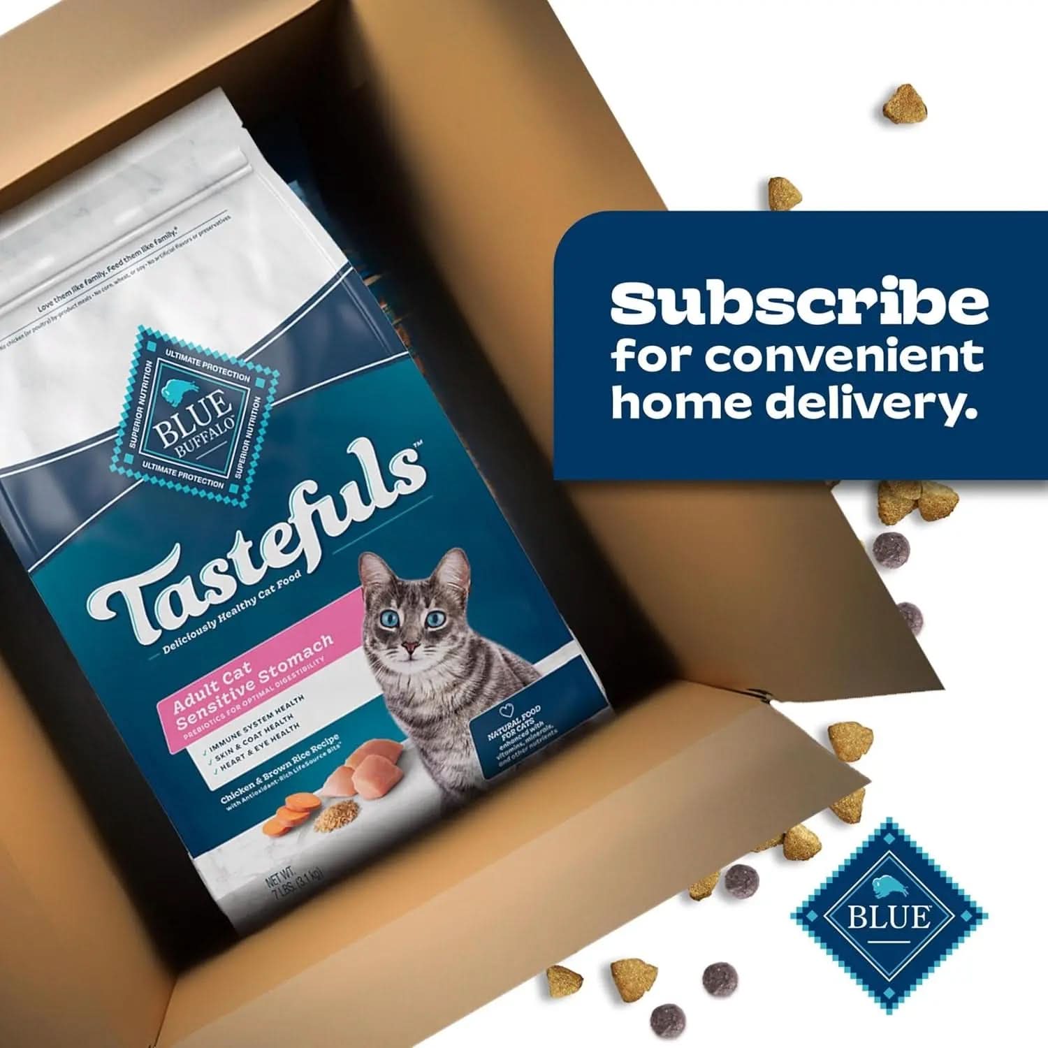 Tastefuls Natural Dry Cat Food for Adults with Sensitive Stomachs, Chicken & Brown Rice Recipe, 15 lb Bag