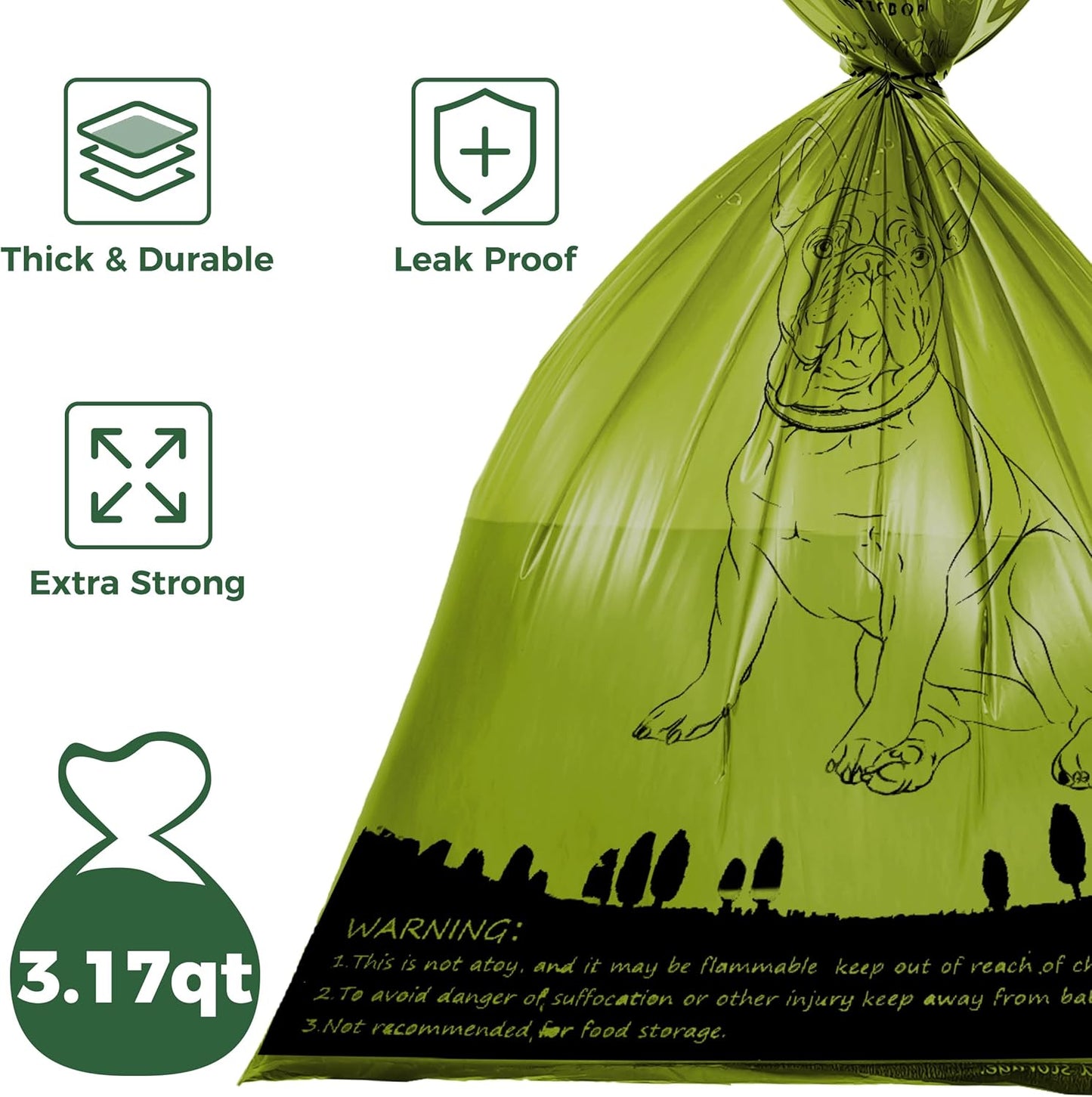 Biodegradable Dog Waste Bags - 150 Count, 10 Rolls with Dispenser, Thick and Leak-Proof Holders for Leashes (Scented)