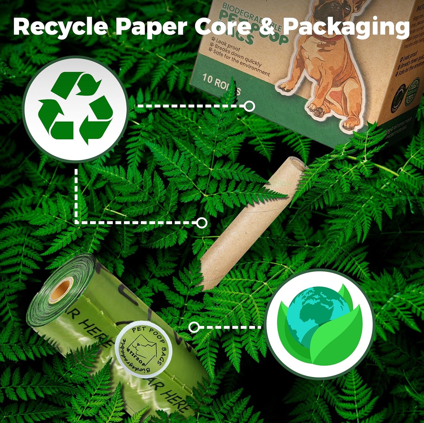 Biodegradable Dog Waste Bags - 150 Count, 10 Rolls with Dispenser, Thick and Leak-Proof Holders for Leashes (Scented)