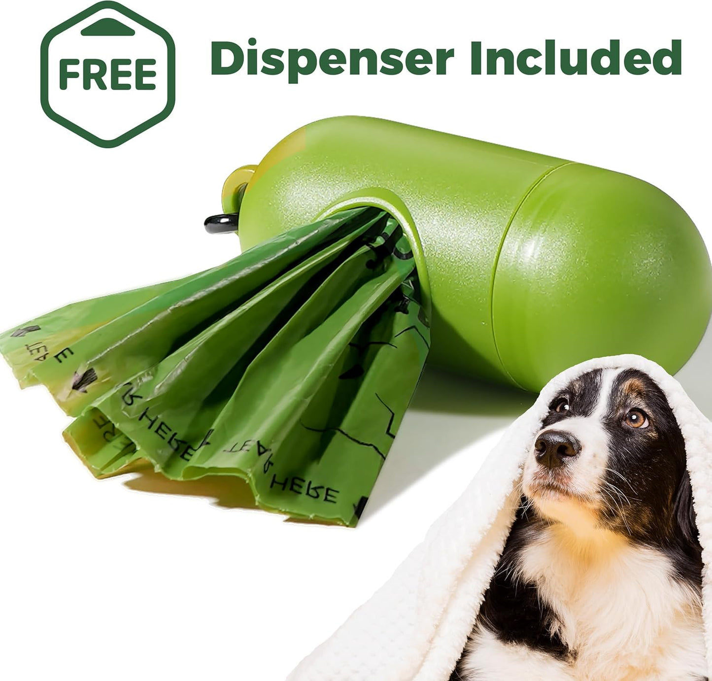 Biodegradable Dog Waste Bags - 150 Count, 10 Rolls with Dispenser, Thick and Leak-Proof Holders for Leashes (Scented)