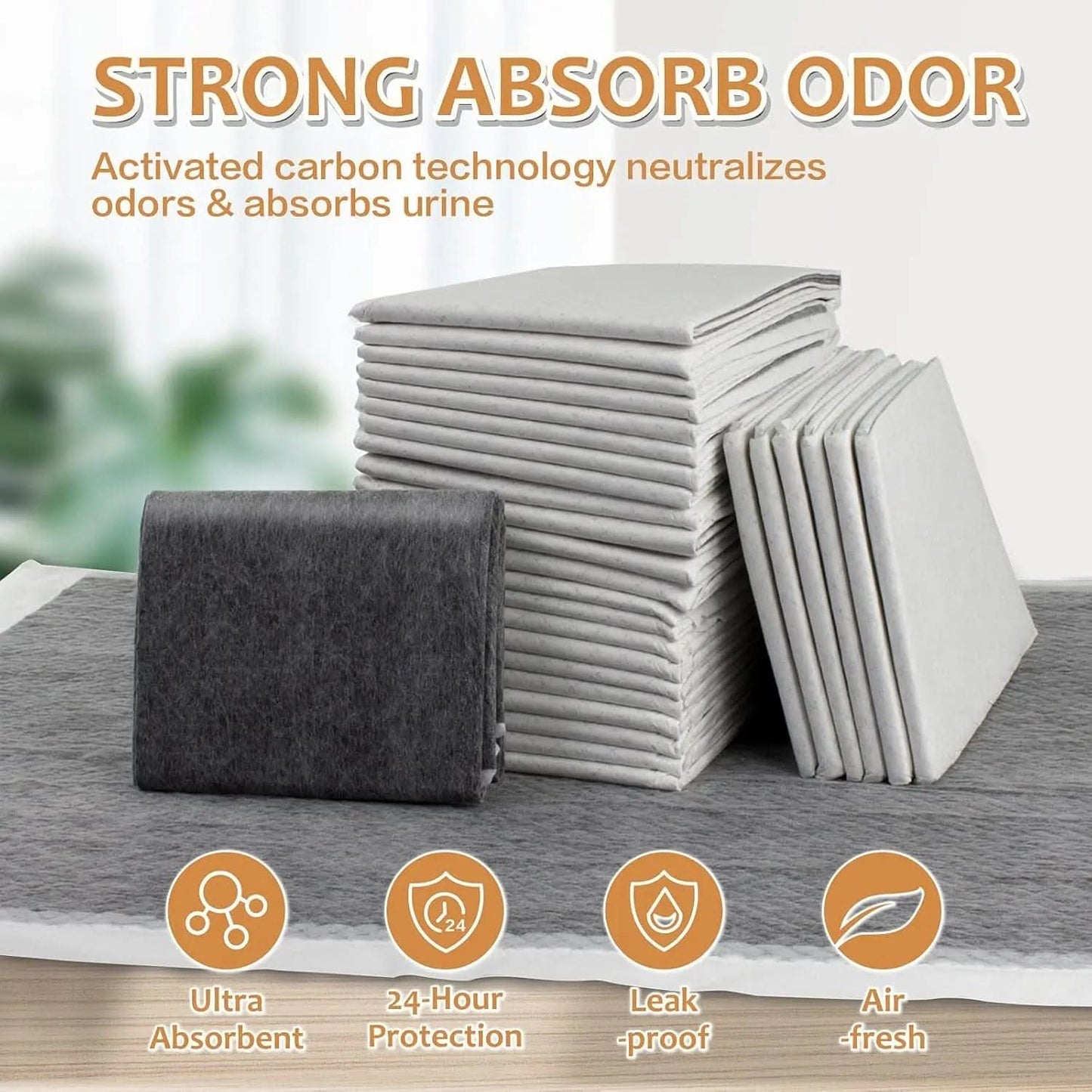 Extra Large Dog Pee Pads 28" x 34", 18 Count, Activated Carbon Charcoal Training Pads with Adhesive Tape, Disposable Potty Pads for Dogs and Cats