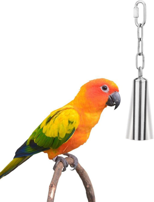 Stainless Steel Bird Bells Toy for Parrots, Macaws, African Greys, Amazons, Eclectus, Cockatoos, Parakeets, Cockatiels, and Squirrels - Cage Stand (Small)