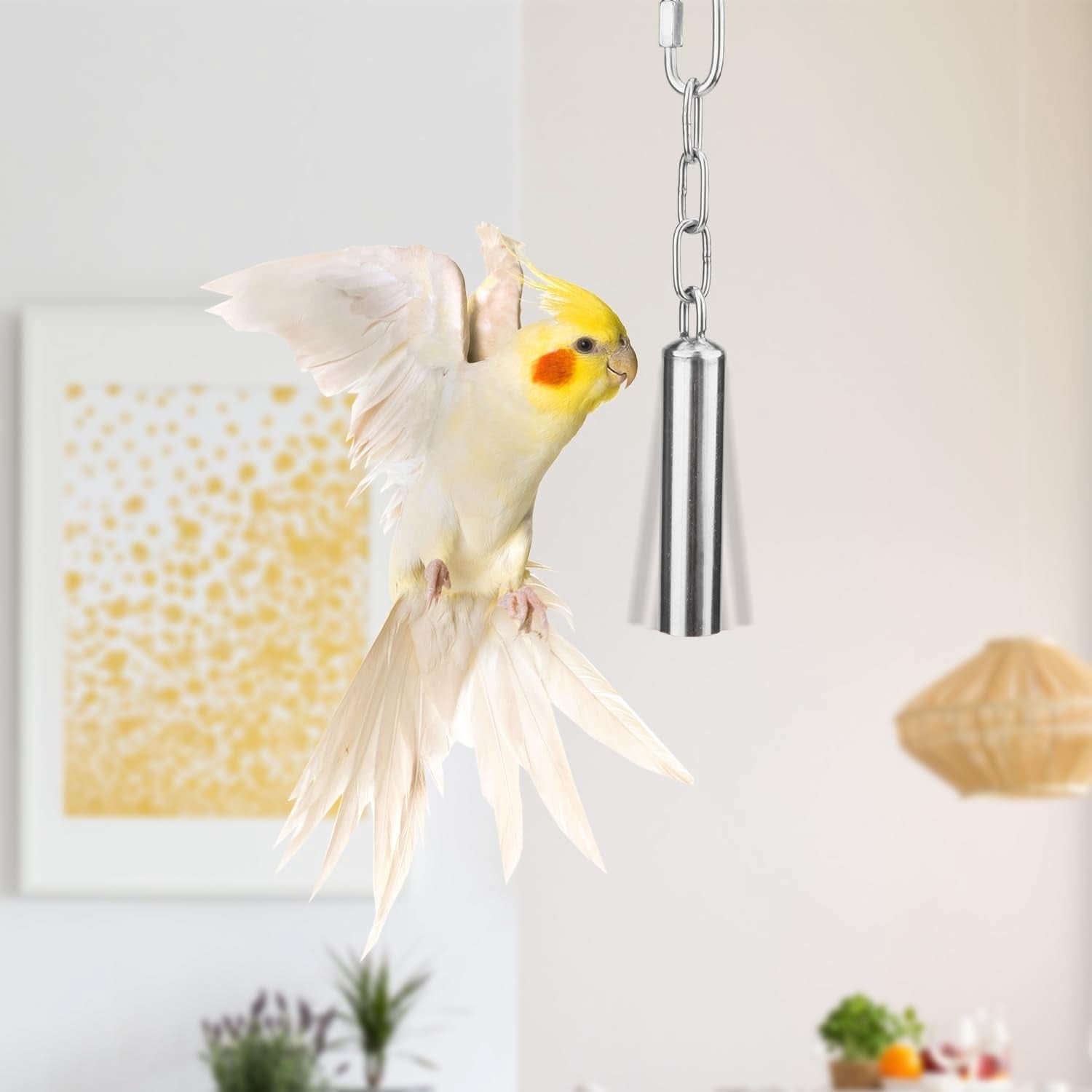 Stainless Steel Bird Bells Toy for Parrots, Macaws, African Greys, Amazons, Eclectus, Cockatoos, Parakeets, Cockatiels, and Squirrels - Cage Stand (Small)