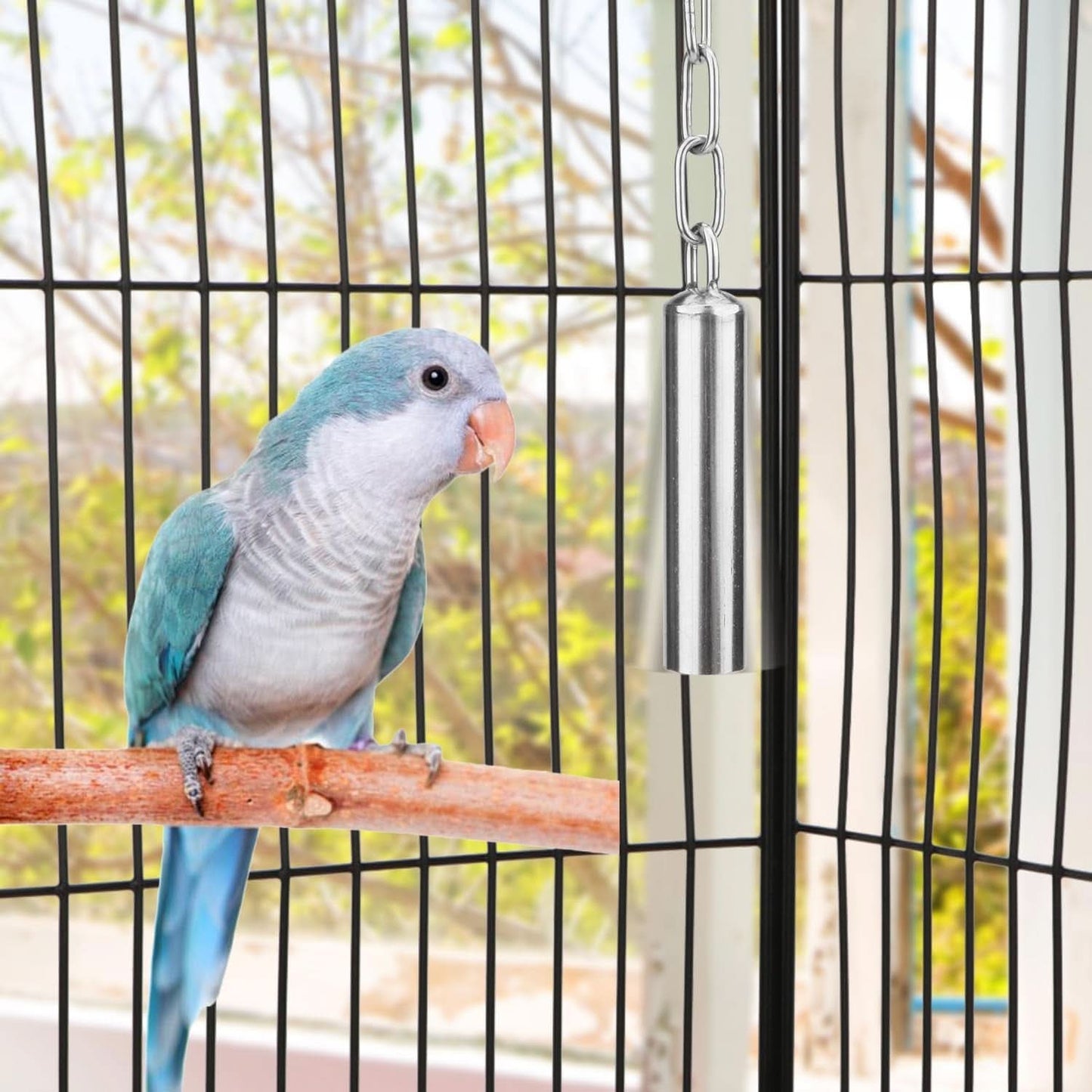 Stainless Steel Bird Bells Toy for Parrots, Macaws, African Greys, Amazons, Eclectus, Cockatoos, Parakeets, Cockatiels, and Squirrels - Cage Stand (Small)