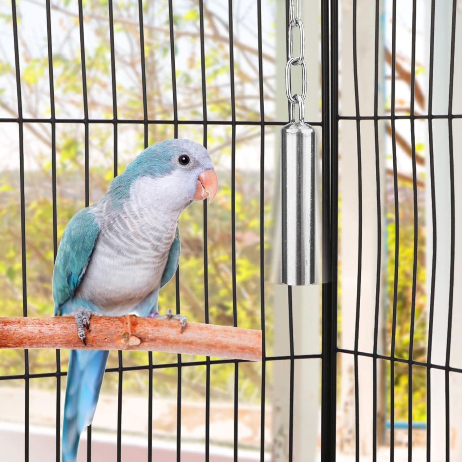 Stainless Steel Bird Bells Toy for Parrots, Macaws, African Greys, Amazons, Eclectus, Cockatoos, Parakeets, Cockatiels, and Squirrels - Cage Stand (Small)