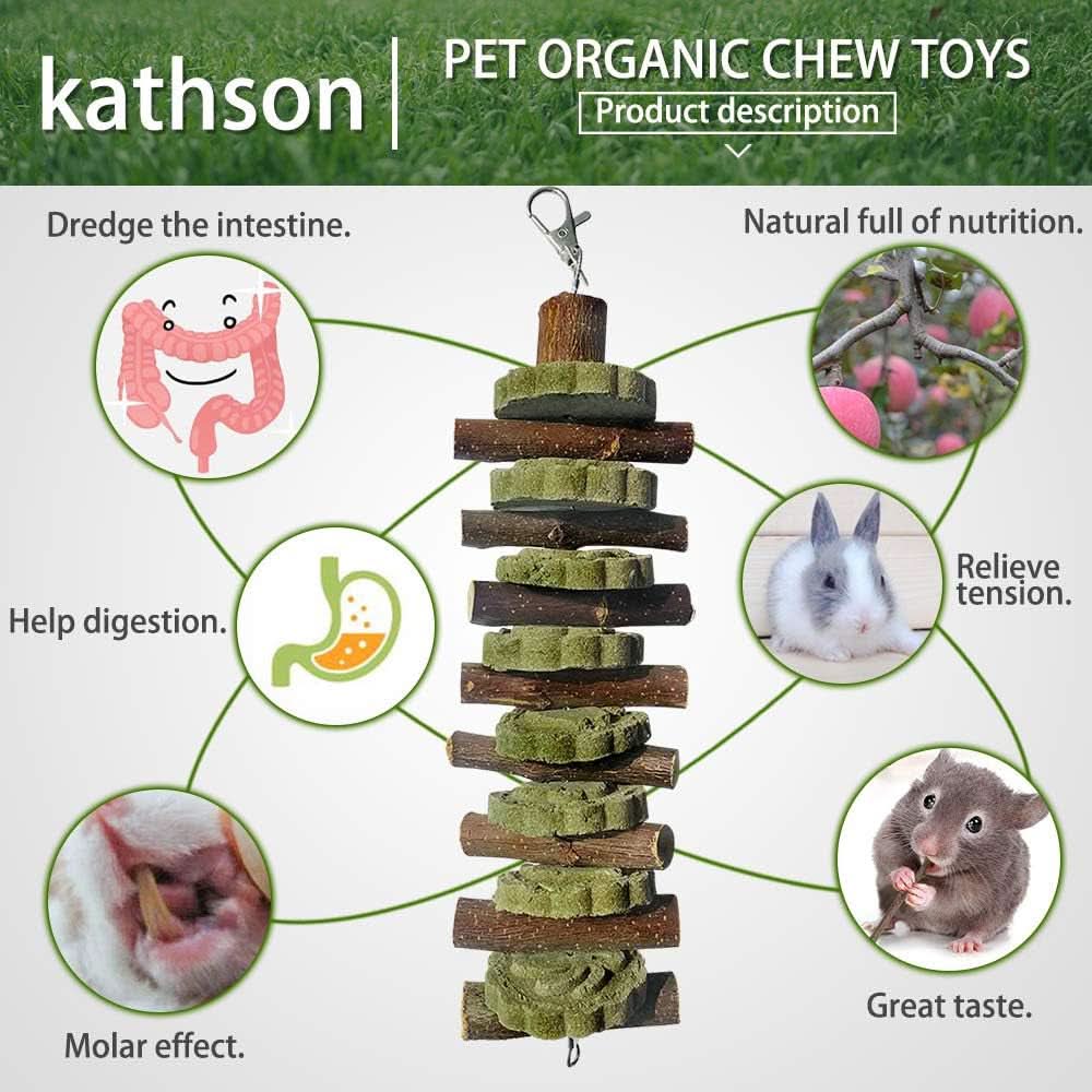 2-Pack Organic Bunny Chew Toys for Dental Health - Bamboo Sticks and Natural Fruitwood Branches for Rabbits, Guinea Pigs, and Hamsters (Includes Fruitwood Sticks and Alfalfa Cakes)