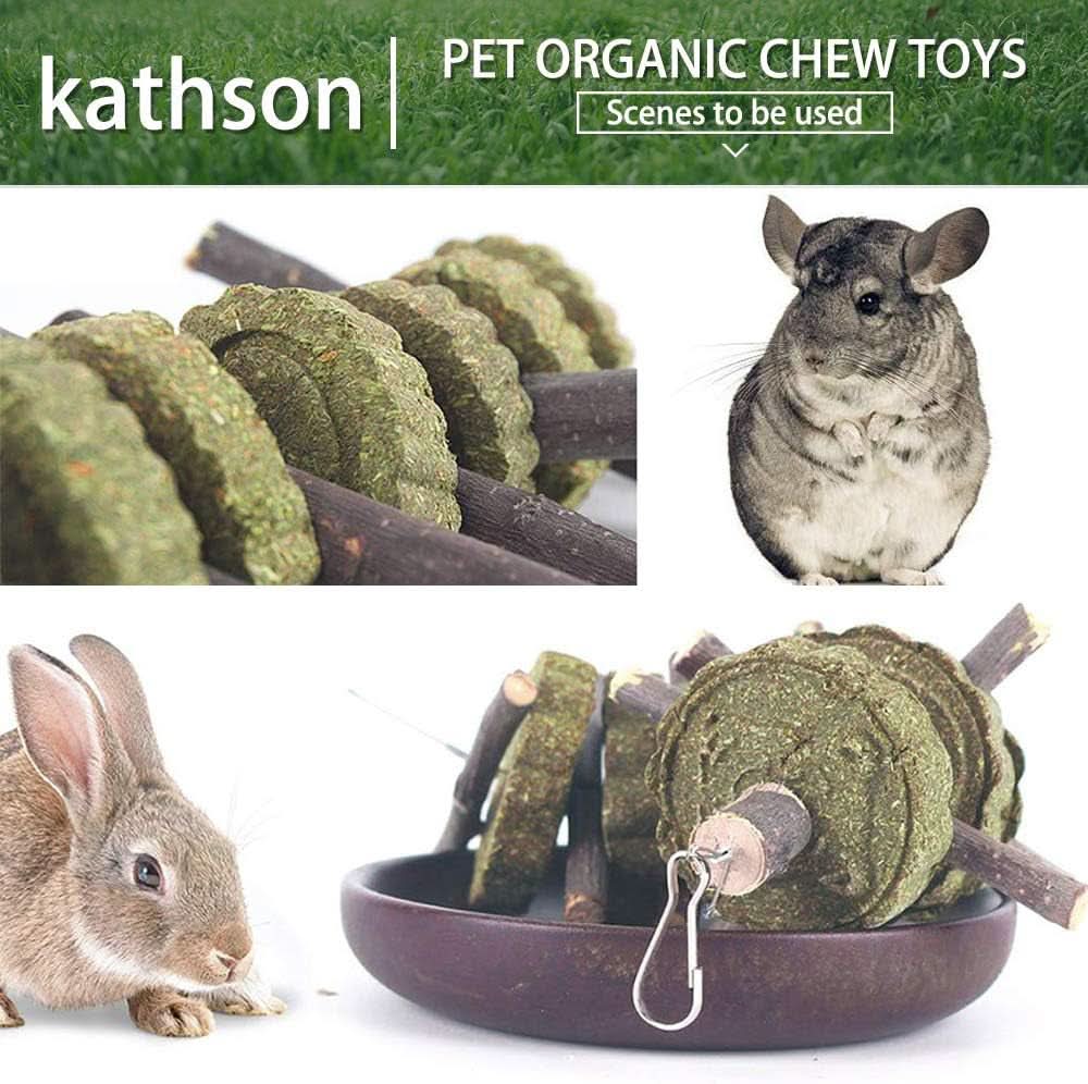 2-Pack Organic Bunny Chew Toys for Dental Health - Bamboo Sticks and Natural Fruitwood Branches for Rabbits, Guinea Pigs, and Hamsters (Includes Fruitwood Sticks and Alfalfa Cakes)