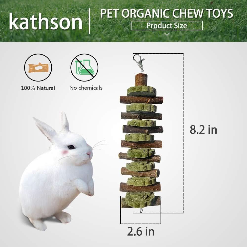 2-Pack Organic Bunny Chew Toys for Dental Health - Bamboo Sticks and Natural Fruitwood Branches for Rabbits, Guinea Pigs, and Hamsters (Includes Fruitwood Sticks and Alfalfa Cakes)