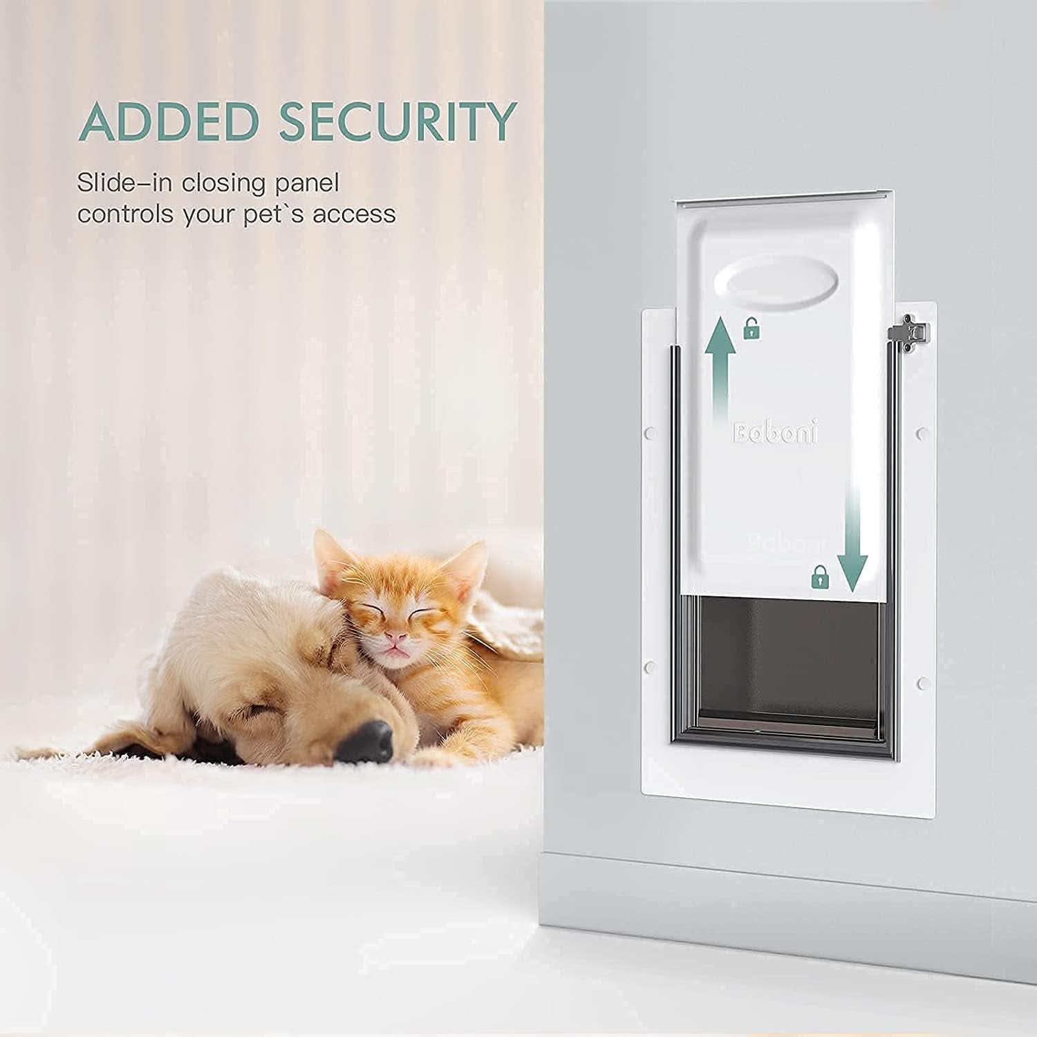 Large Pet Door for Wall with Steel Frame, Telescoping Tunnel, Aluminum Lock, and Double Flap Design for Dogs and Cats up to 100 lbs - Strong and Durable