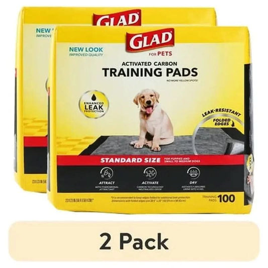 (2 Pack)  Activated Charcoal Leak-Resistant Training Pads for Dogs, 23In X 23In, 100 Count