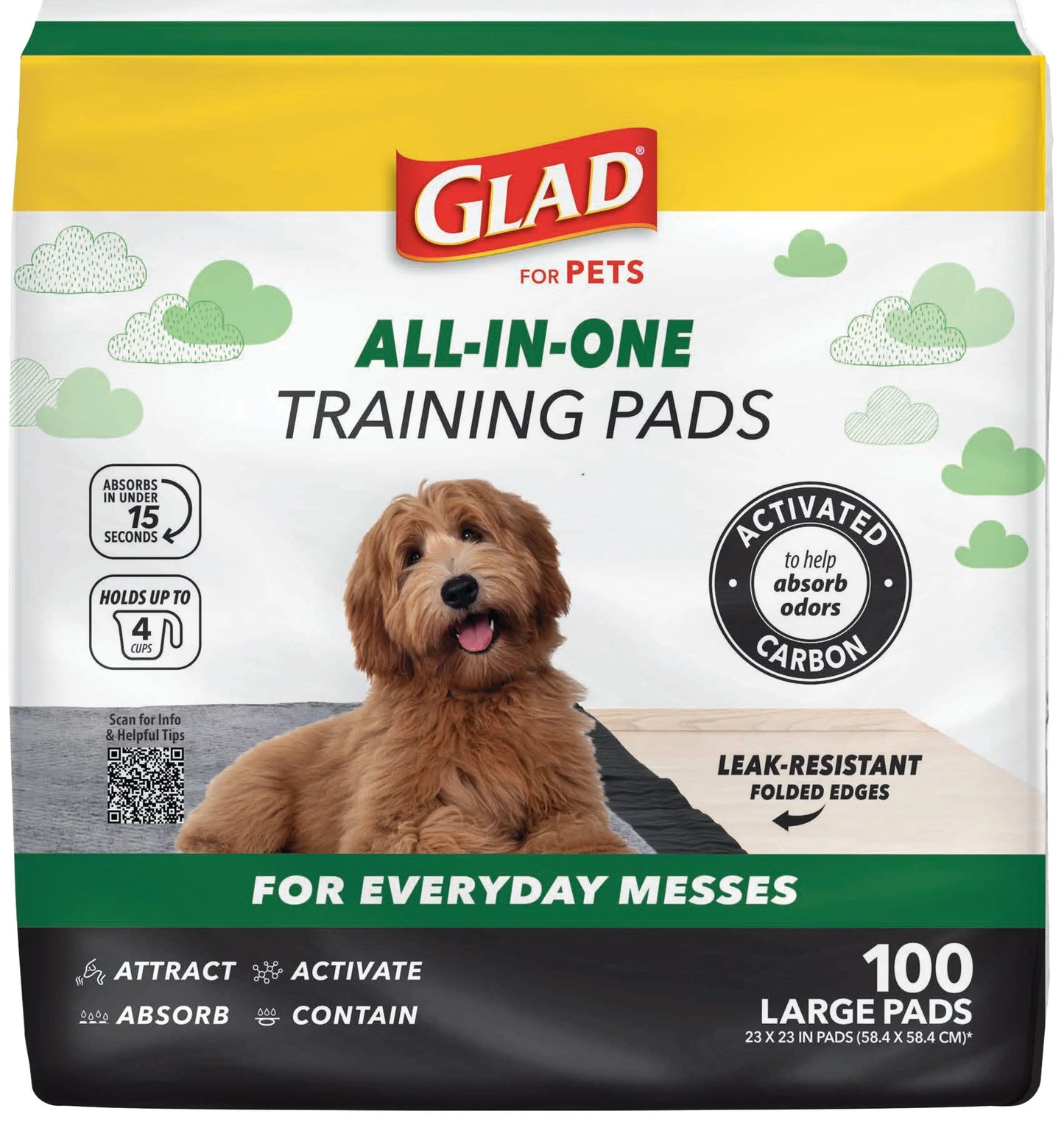 (2 Pack)  Activated Charcoal Leak-Resistant Training Pads for Dogs, 23In X 23In, 100 Count