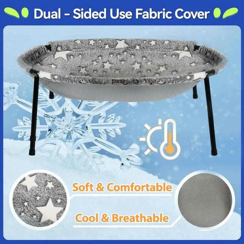 POMESEA Napping Spot,Desk & Floor Cat Hammock,Soft Elevated Pet Bed for Dogs & Cats, Glow in the Dark,Raised Cozy Hammock,Cat Lounge Furniture