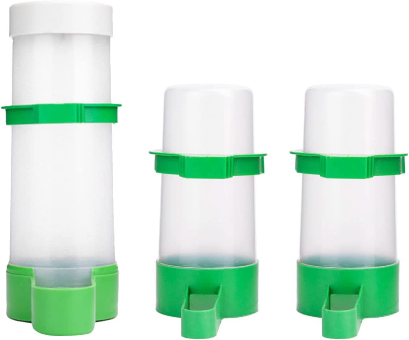 Automatic Bird Water Dispenser Set with Food Feeder for Parrots, Budgies, Lovebirds, and Cockatiels (2 x 60ml Dispensers + 1 x 150ml Feeder)