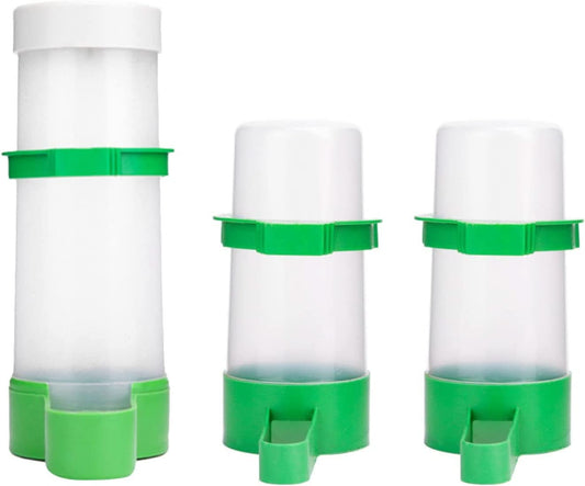 Automatic Bird Water Dispenser Set with Food Feeder for Parrots, Budgies, Lovebirds, and Cockatiels (2 x 60ml Dispensers + 1 x 150ml Feeder)