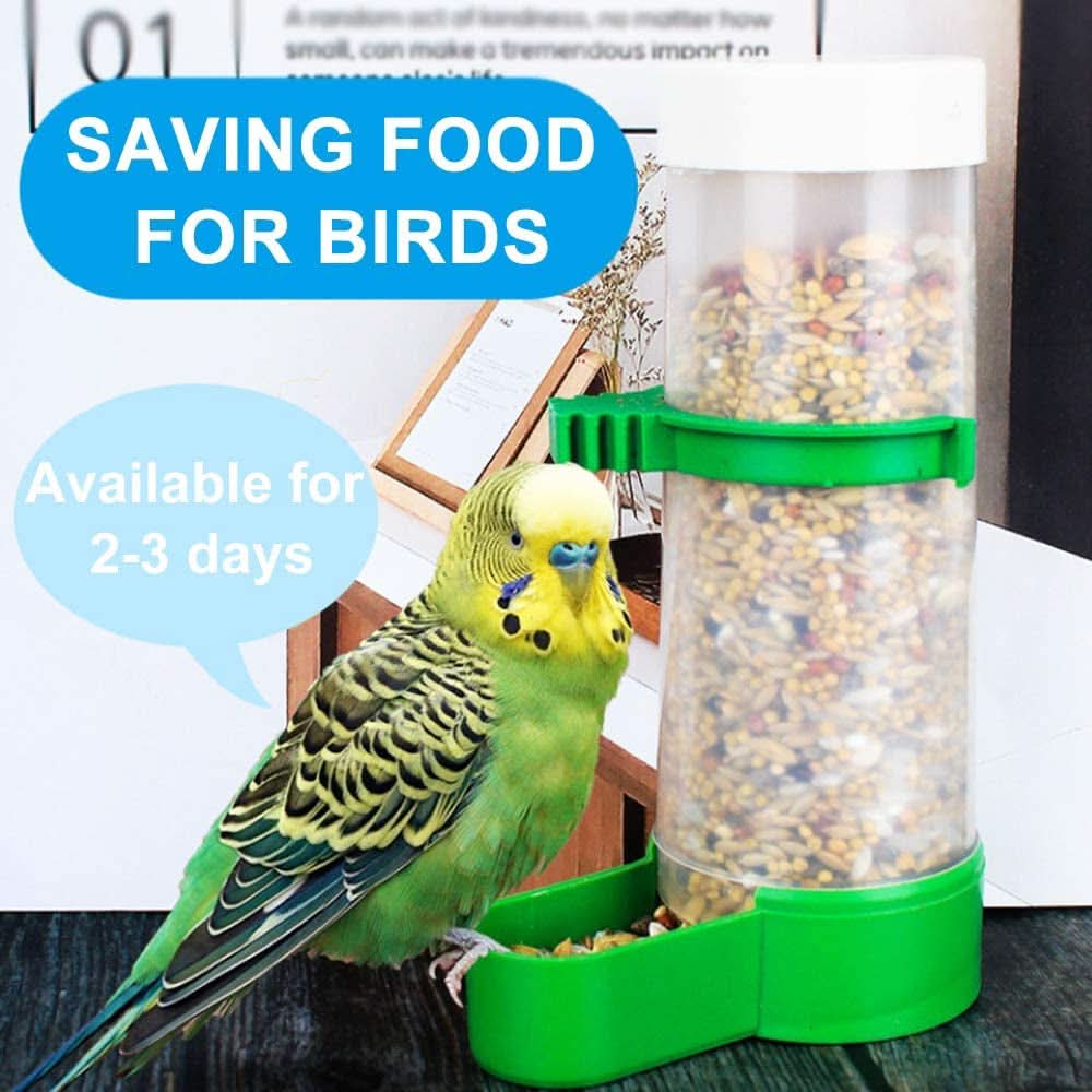 Automatic Bird Water Dispenser Set with Food Feeder for Parrots, Budgies, Lovebirds, and Cockatiels (2 x 60ml Dispensers + 1 x 150ml Feeder)
