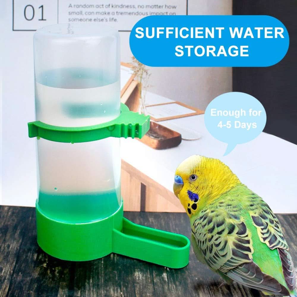 Automatic Bird Water Dispenser Set with Food Feeder for Parrots, Budgies, Lovebirds, and Cockatiels (2 x 60ml Dispensers + 1 x 150ml Feeder)