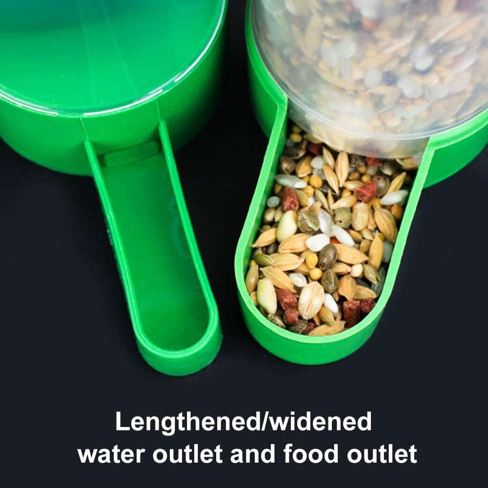 Automatic Bird Water Dispenser Set with Food Feeder for Parrots, Budgies, Lovebirds, and Cockatiels (2 x 60ml Dispensers + 1 x 150ml Feeder)