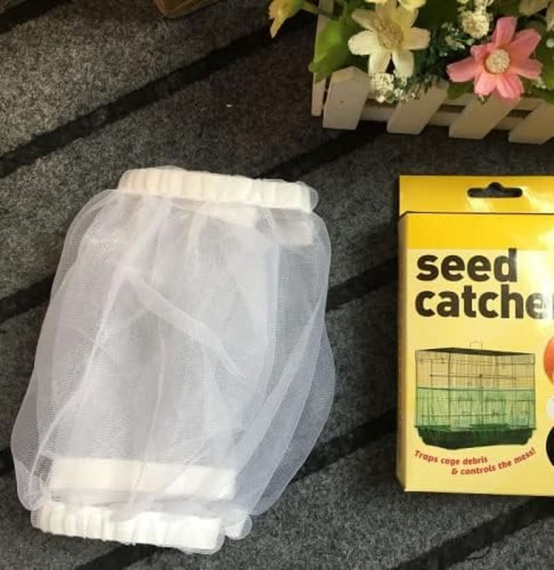 Large Breathable Washable Mesh Bird Cage Cover with Seed Catcher Guard - Available in 4 Colors