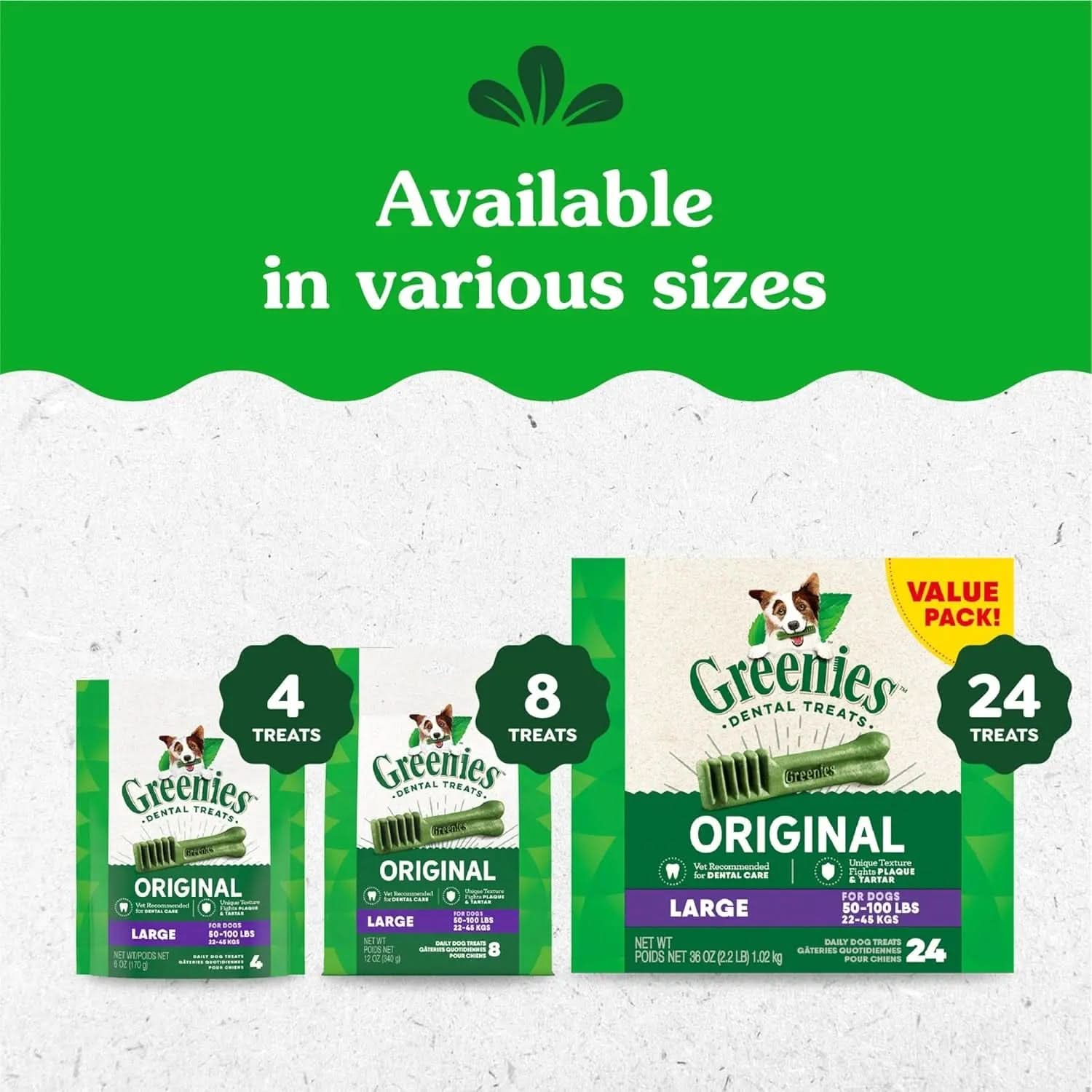 Original Large Dental Dog Treats, 54 oz. (34 Count)