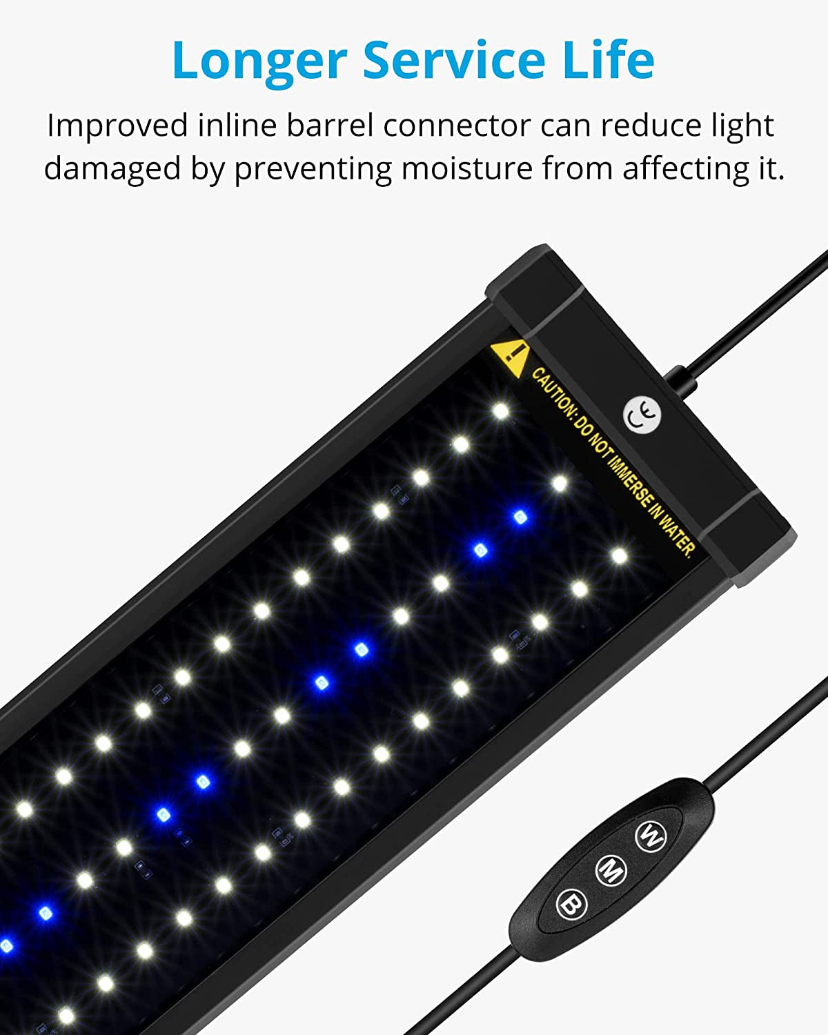 ClassicLED Aquarium Lighting System with Adjustable Brackets, White and Blue LED Options, Compatible with 36 to 48 Inch Tanks, 25 Watts