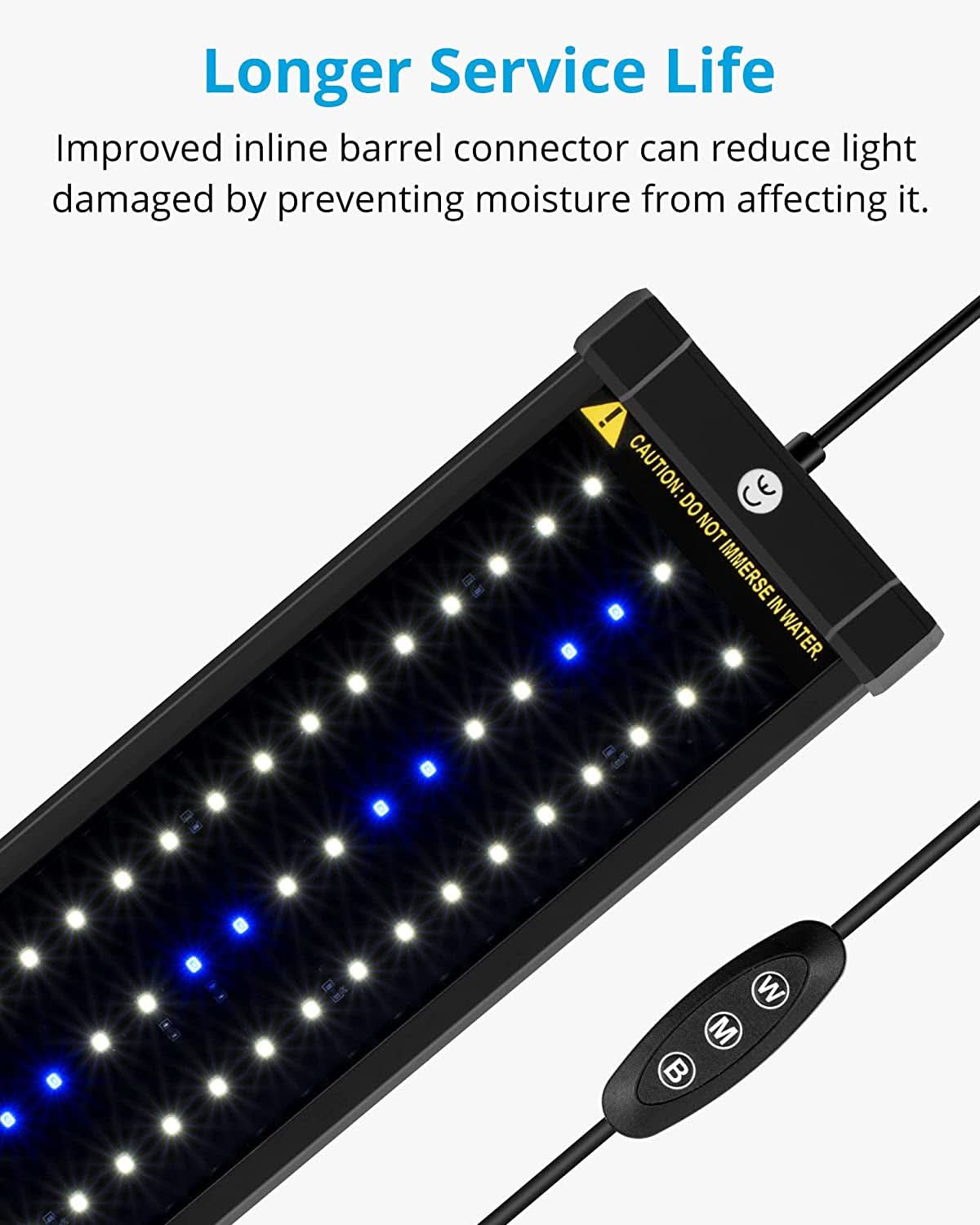 ClassicLED Aquarium Lighting System with Adjustable Brackets, White and Blue LED Options, Compatible with 36 to 48 Inch Tanks, 25 Watts