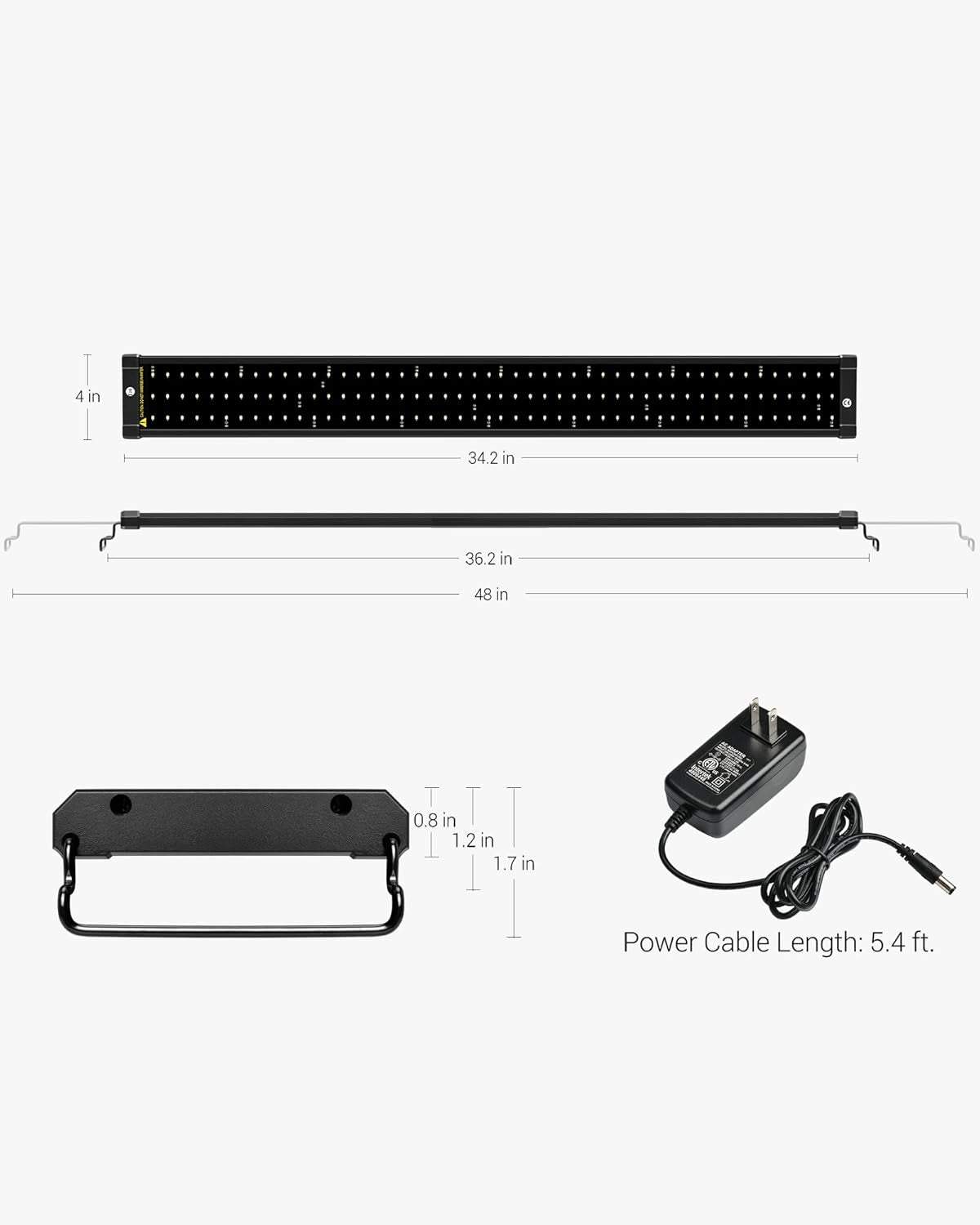 ClassicLED Aquarium Lighting System with Adjustable Brackets, White and Blue LED Options, Compatible with 36 to 48 Inch Tanks, 25 Watts