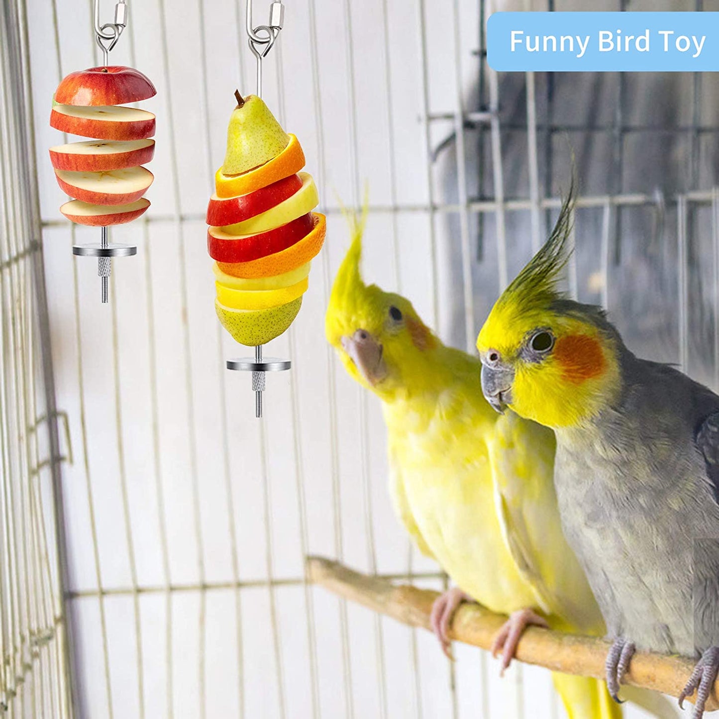 3-Piece Stainless Steel Bird Food Holder and Feeder Toy for Small Animals, Ideal for Foraging and Treating Parrots, Cockatoos, and Cockatiels