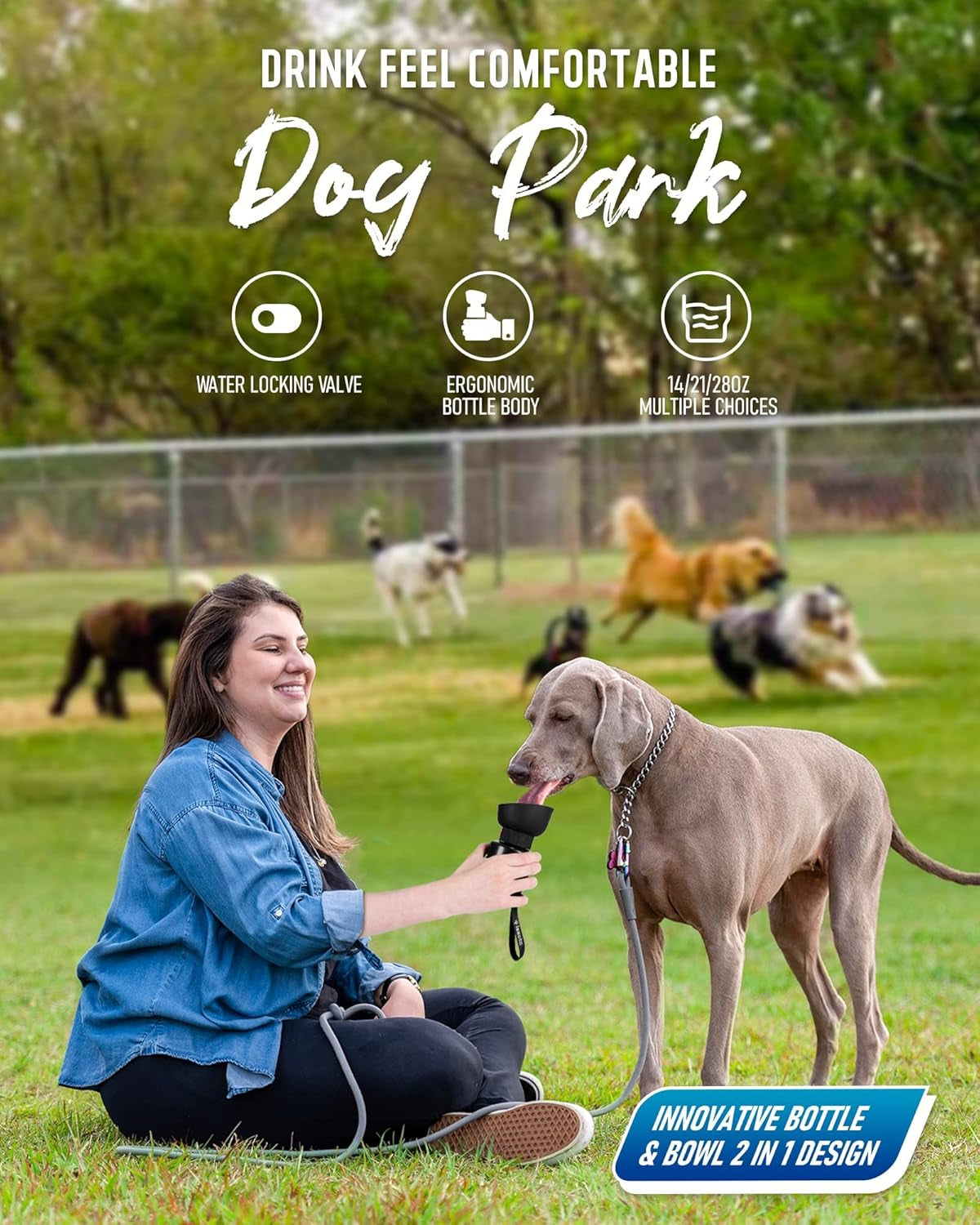 Portable Dog Water Bottle with Bowl - Leak-Proof Travel Dispenser for Outdoor Activities