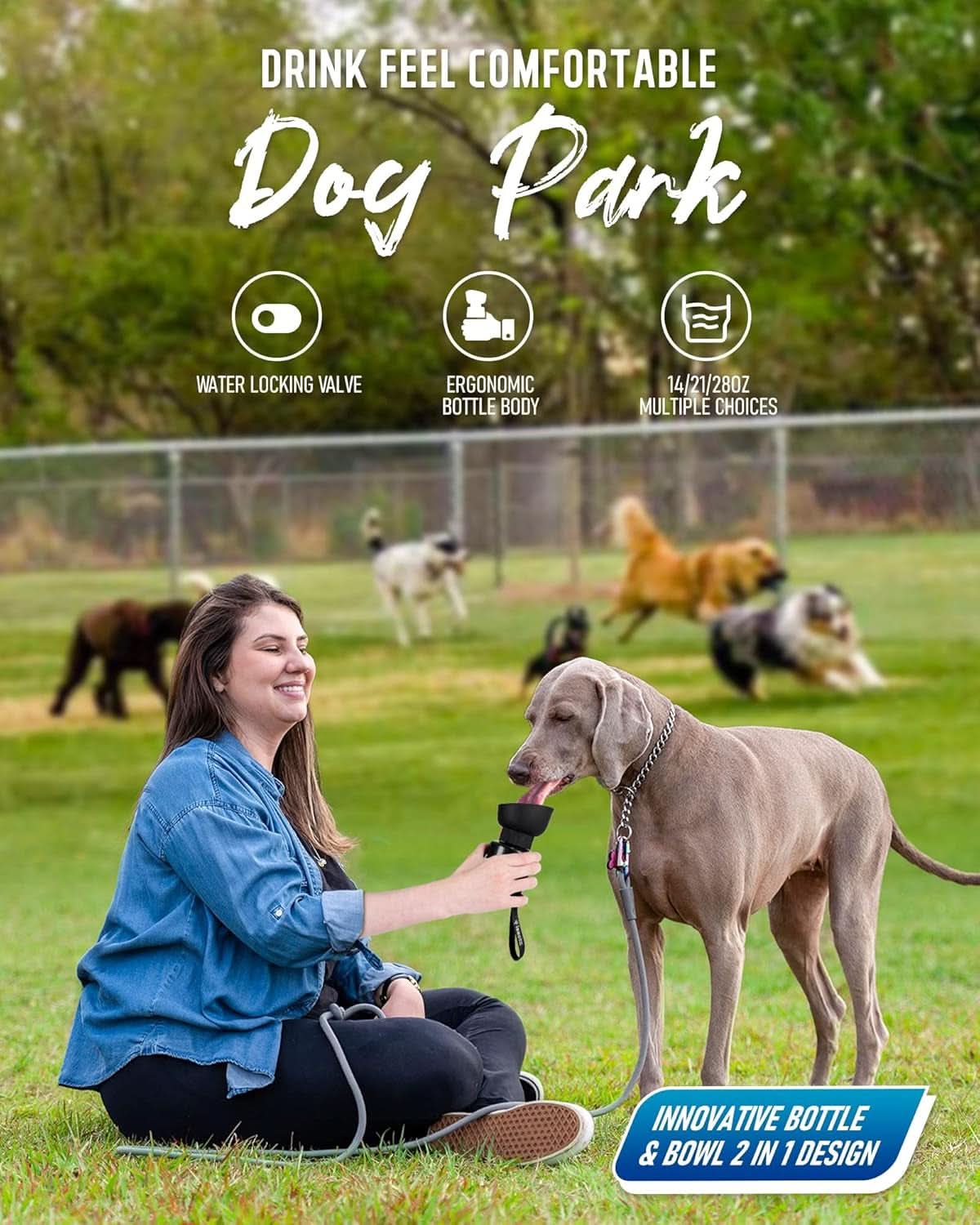 Portable Dog Water Bottle with Bowl - Leak-Proof Travel Dispenser for Outdoor Activities