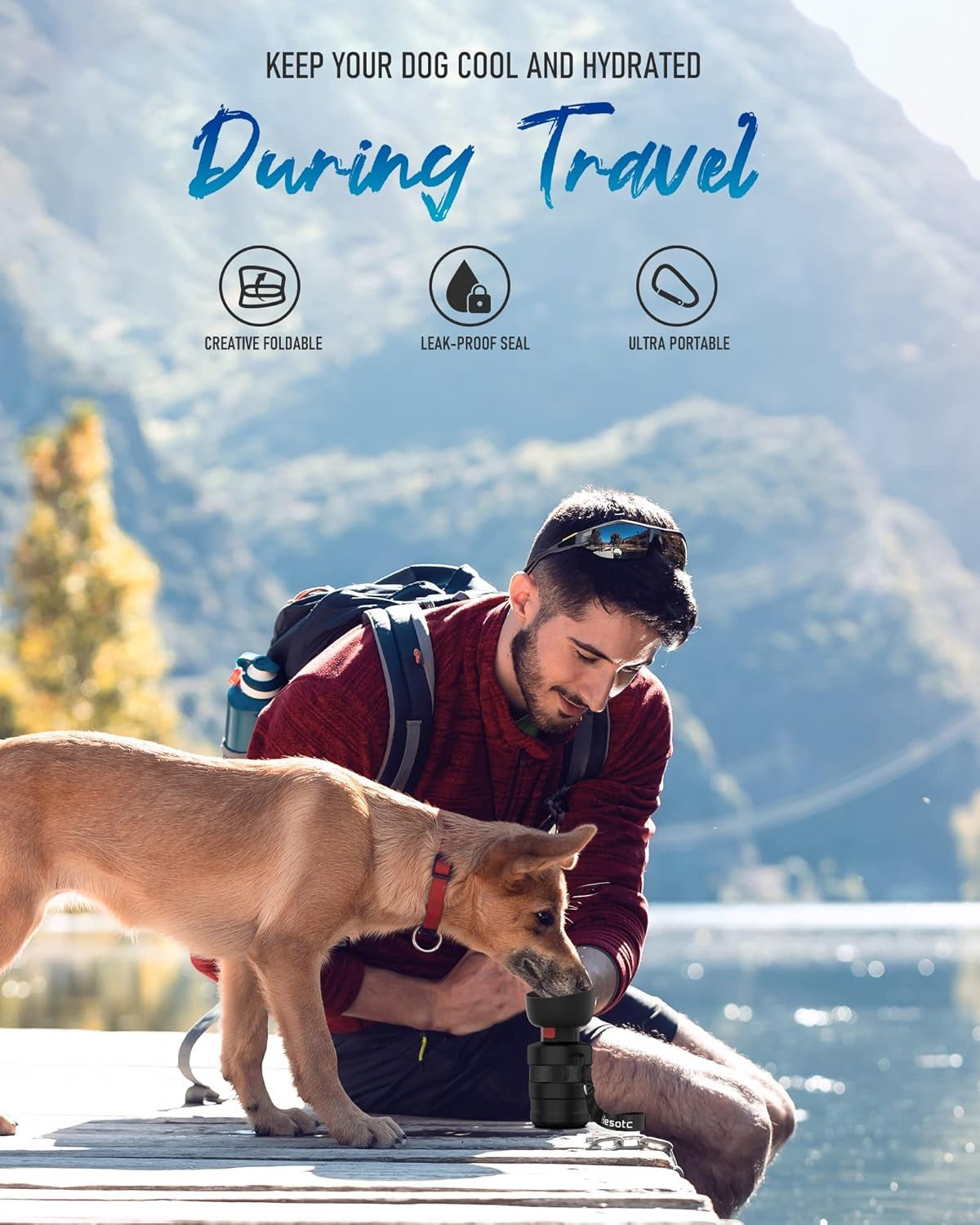 Portable Dog Water Bottle with Bowl - Leak-Proof Travel Dispenser for Outdoor Activities