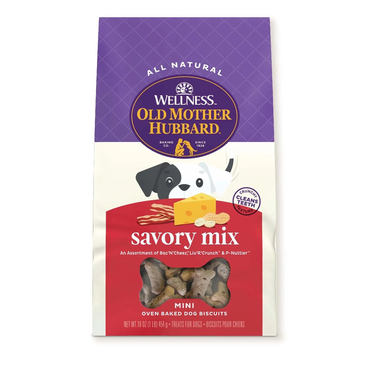 (4 Pack) by Wellness Classic Savory Mix Baked Biscuit Treats for Dogs, Mini 16 Ounce Bag
