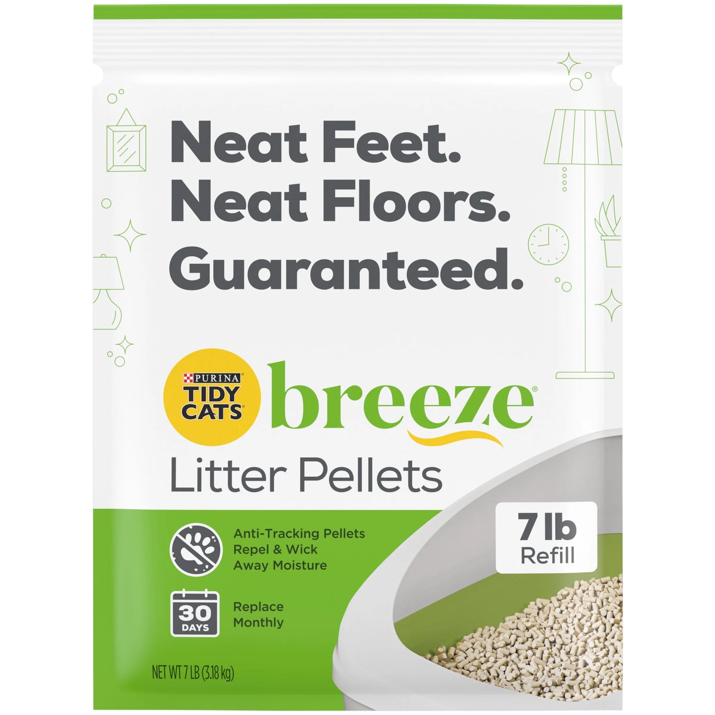 (4 Pack) Tidy Cats Breeze Non Clumping Cat Litter Pellets, Low Dust, Odor Control, 7 Lb. Pouch