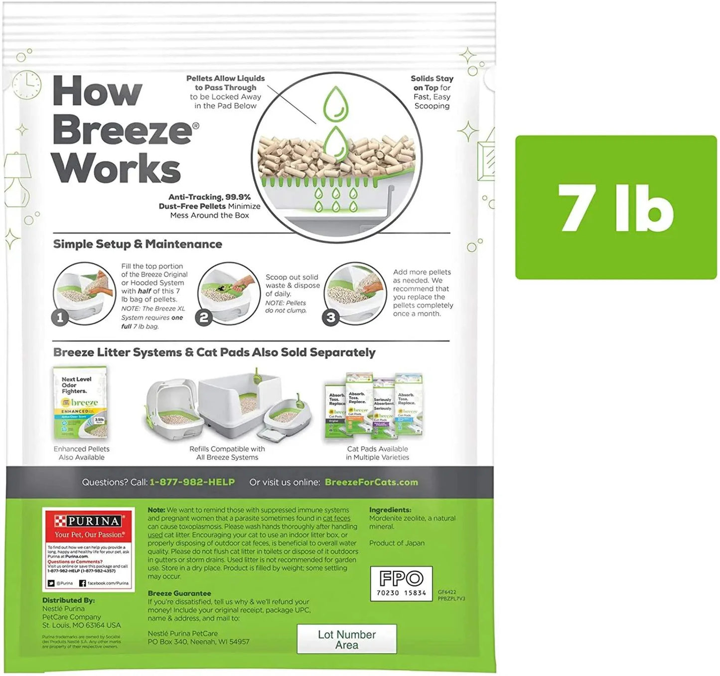 (4 Pack) Tidy Cats Breeze Non Clumping Cat Litter Pellets, Low Dust, Odor Control, 7 Lb. Pouch