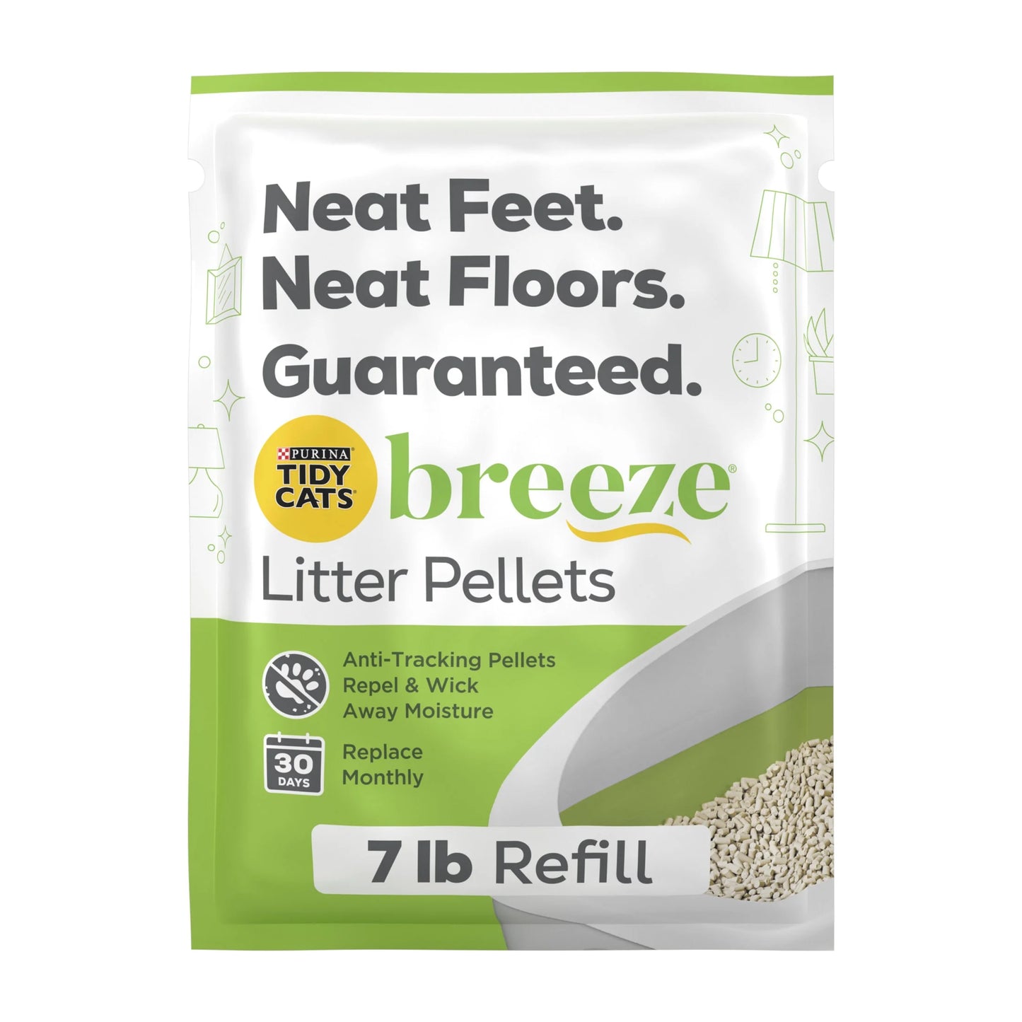 (4 Pack) Tidy Cats Breeze Non Clumping Cat Litter Pellets, Low Dust, Odor Control, 7 Lb. Pouch