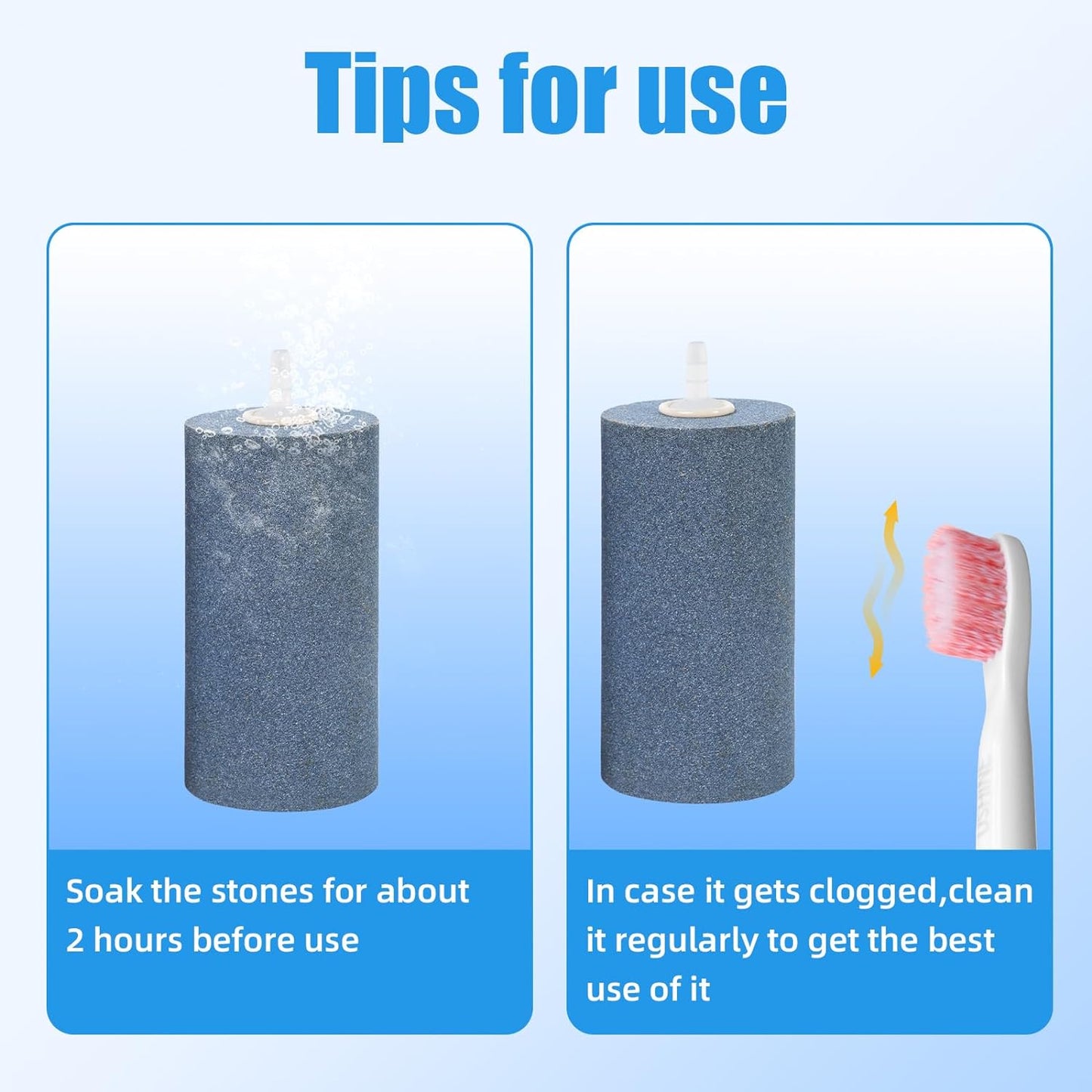 4x2 Inch Aquarium Air Stone - 2 Pack, Large Airstone Aerator Bubble Diffuser for Aquariums, Hydroponics, Ponds, and Fish Tanks