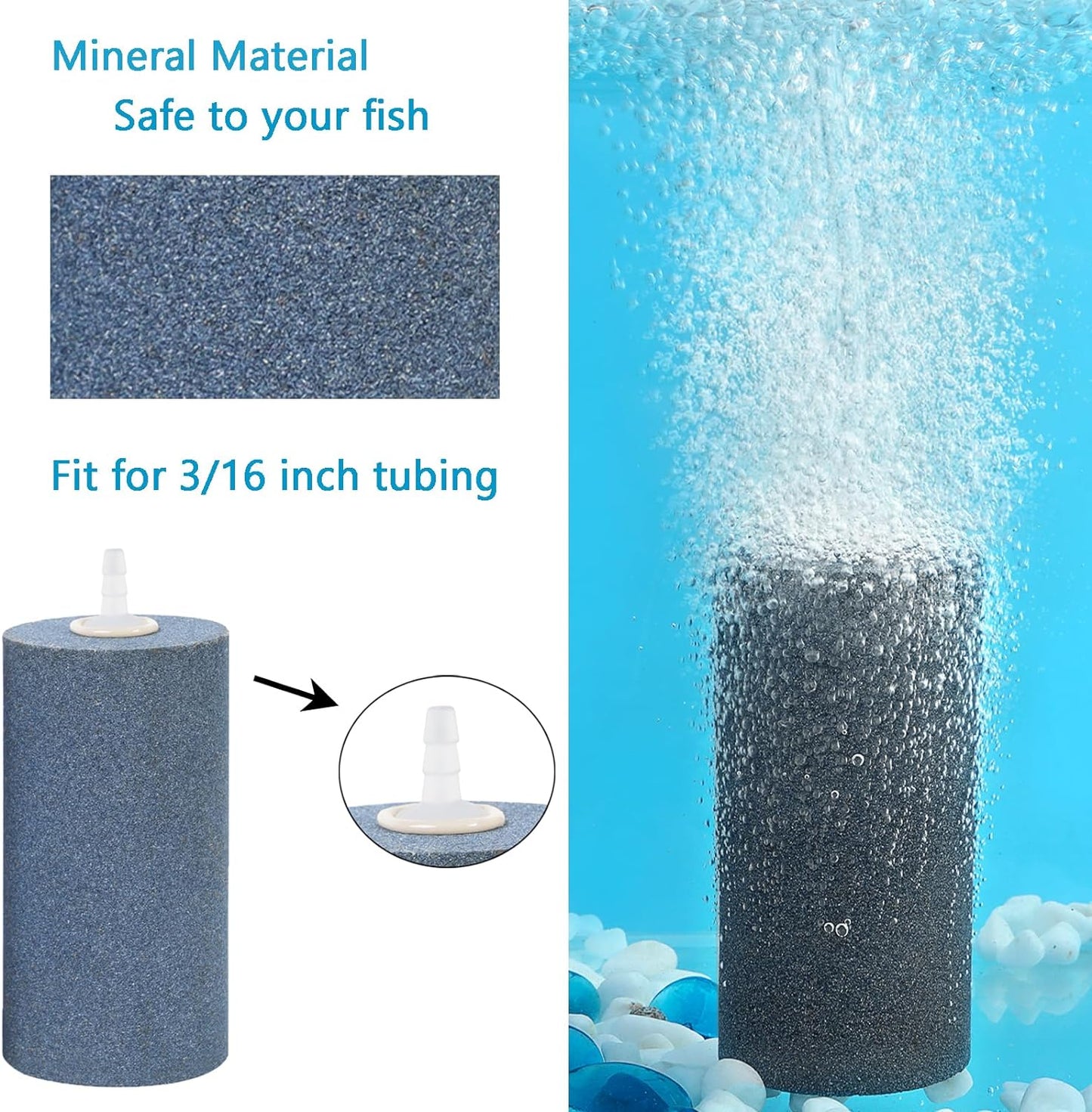 4x2 Inch Aquarium Air Stone - 2 Pack, Large Airstone Aerator Bubble Diffuser for Aquariums, Hydroponics, Ponds, and Fish Tanks