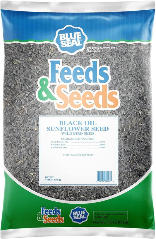 Premium Black Oil Sunflower Wild Bird Seed - High Protein Blend for Attracting Cardinals, Doves, Woodpeckers, and More - Shell-Free Mix for Outdoor Feeders - Made in the USA - 4 Pound Bag