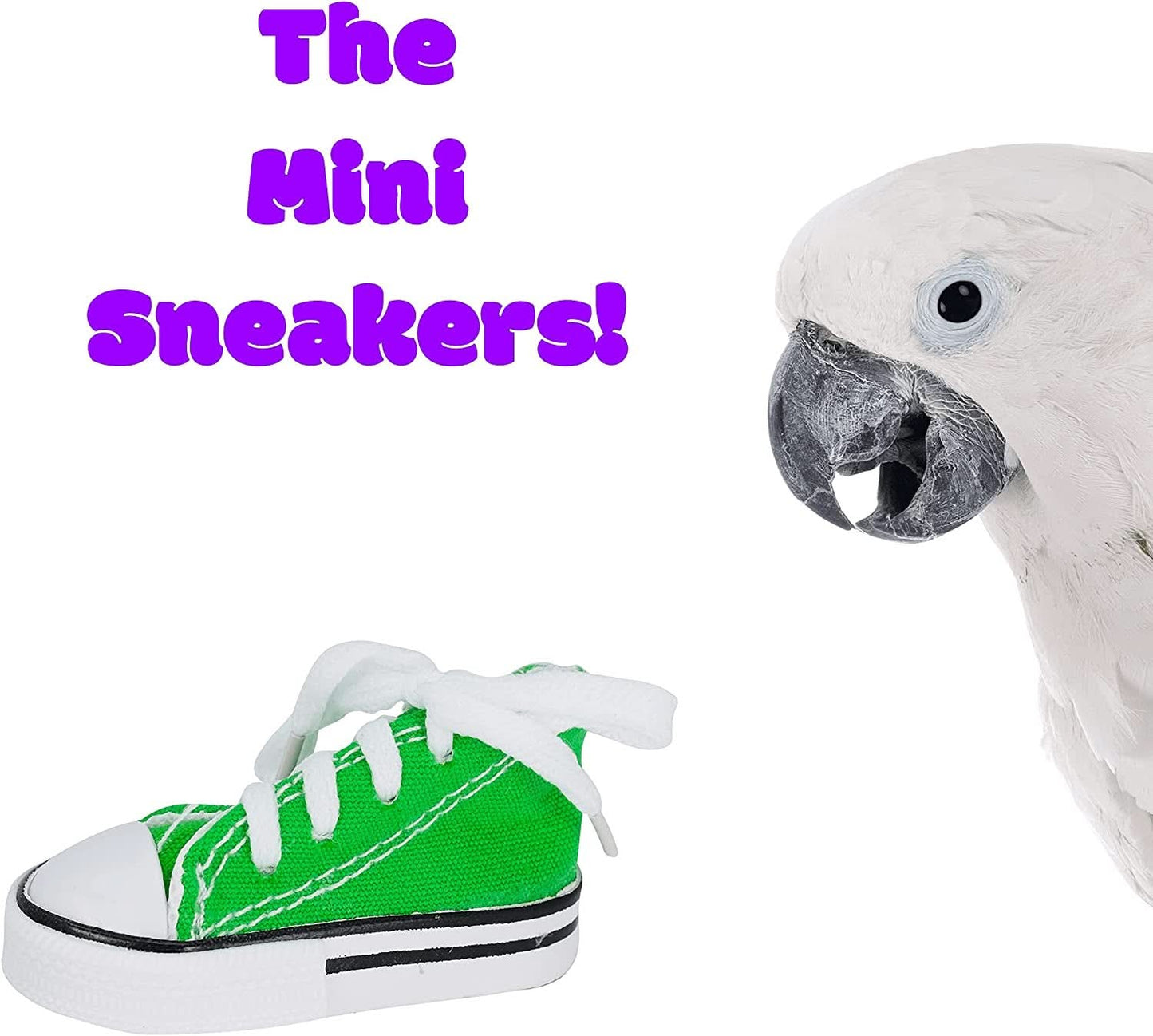 Colorful Cotton and Rubber Mini Sneakers Bird Toys for Parrots, Quakers, and Cockatiels