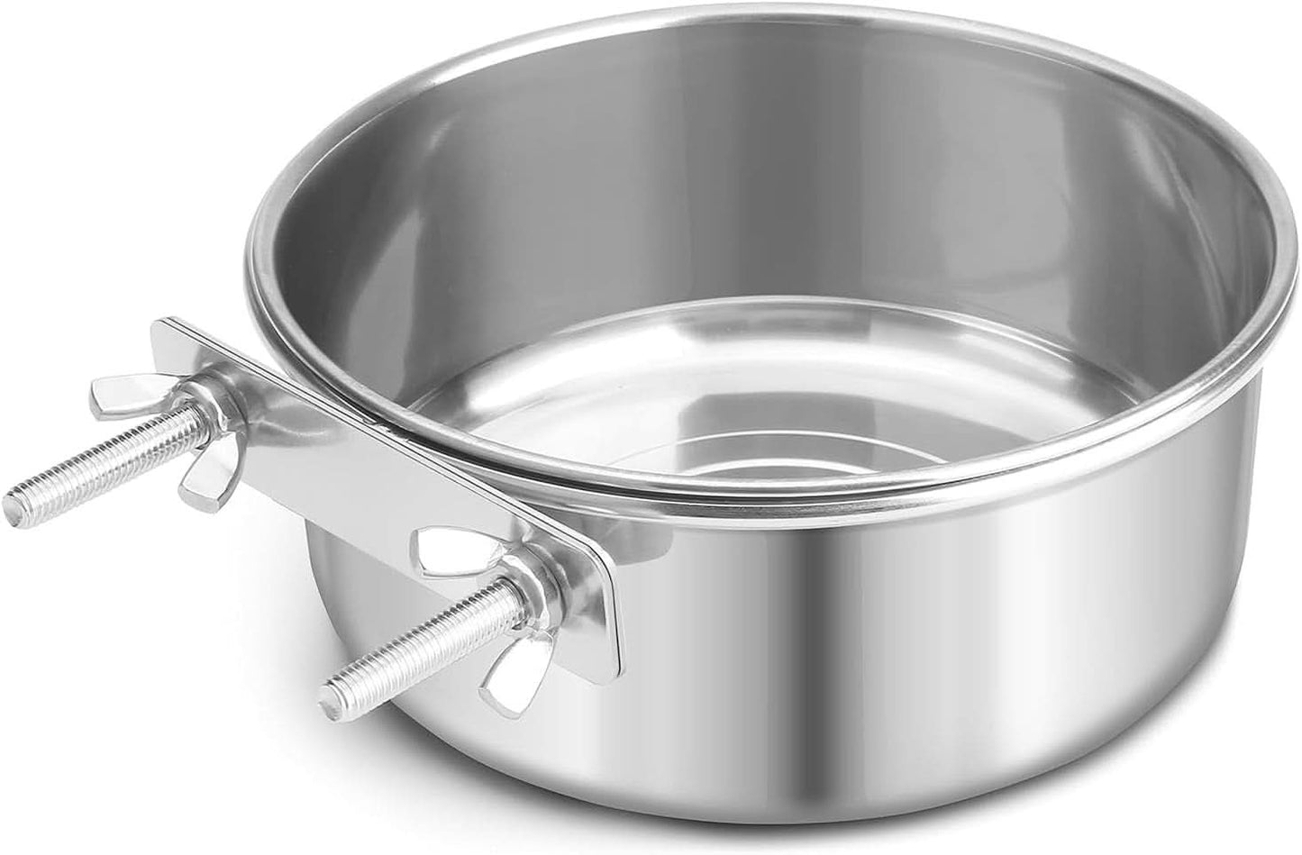 Stainless Steel Bird Cage Feeder and Water Bowl, 40Oz Clip-On Food Cup for Parrots, Hamsters, Rabbits, and Small Animals