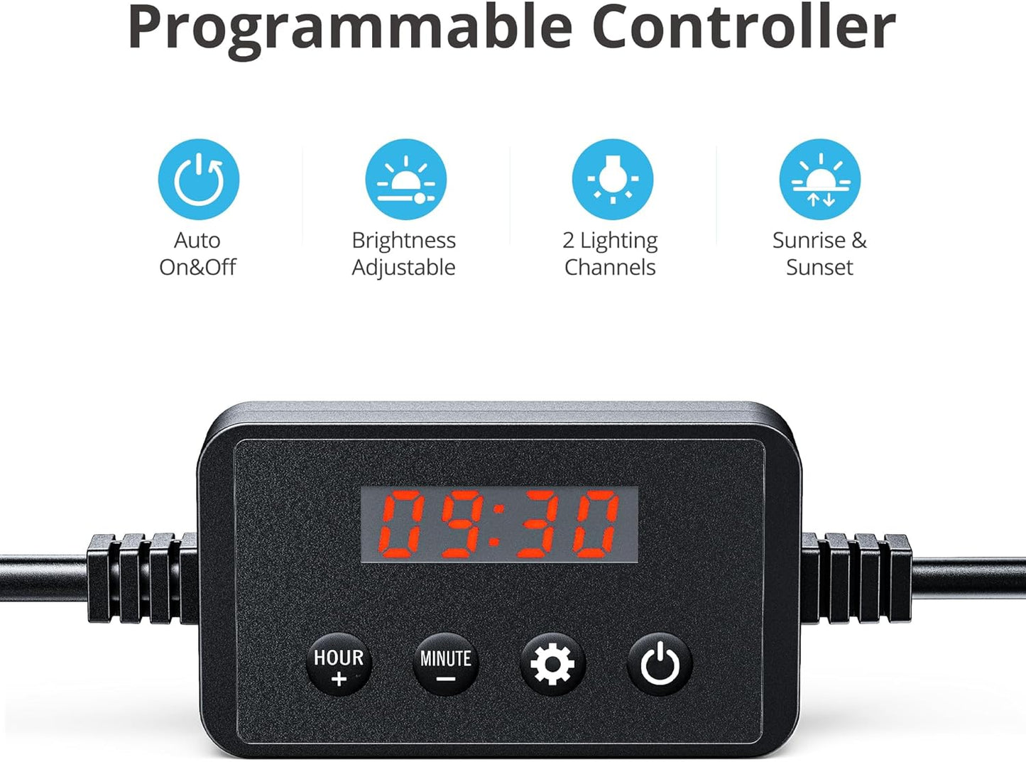 ClassicLED Plus Aquarium Light with Timer, 32 Watts, Suitable for 48 to 54 Inch Tanks, Daylight and Moonlight Cycle