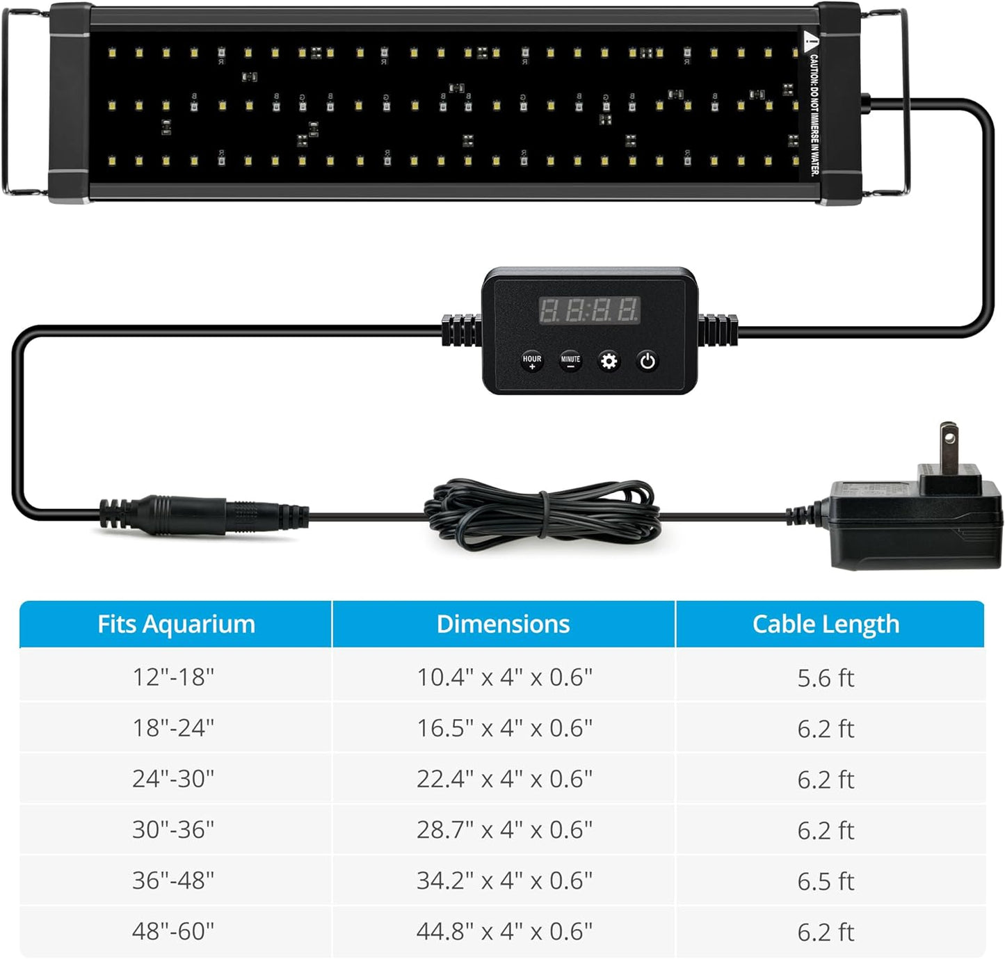 ClassicLED Plus Aquarium Light with Timer, 32 Watts, Suitable for 48 to 54 Inch Tanks, Daylight and Moonlight Cycle